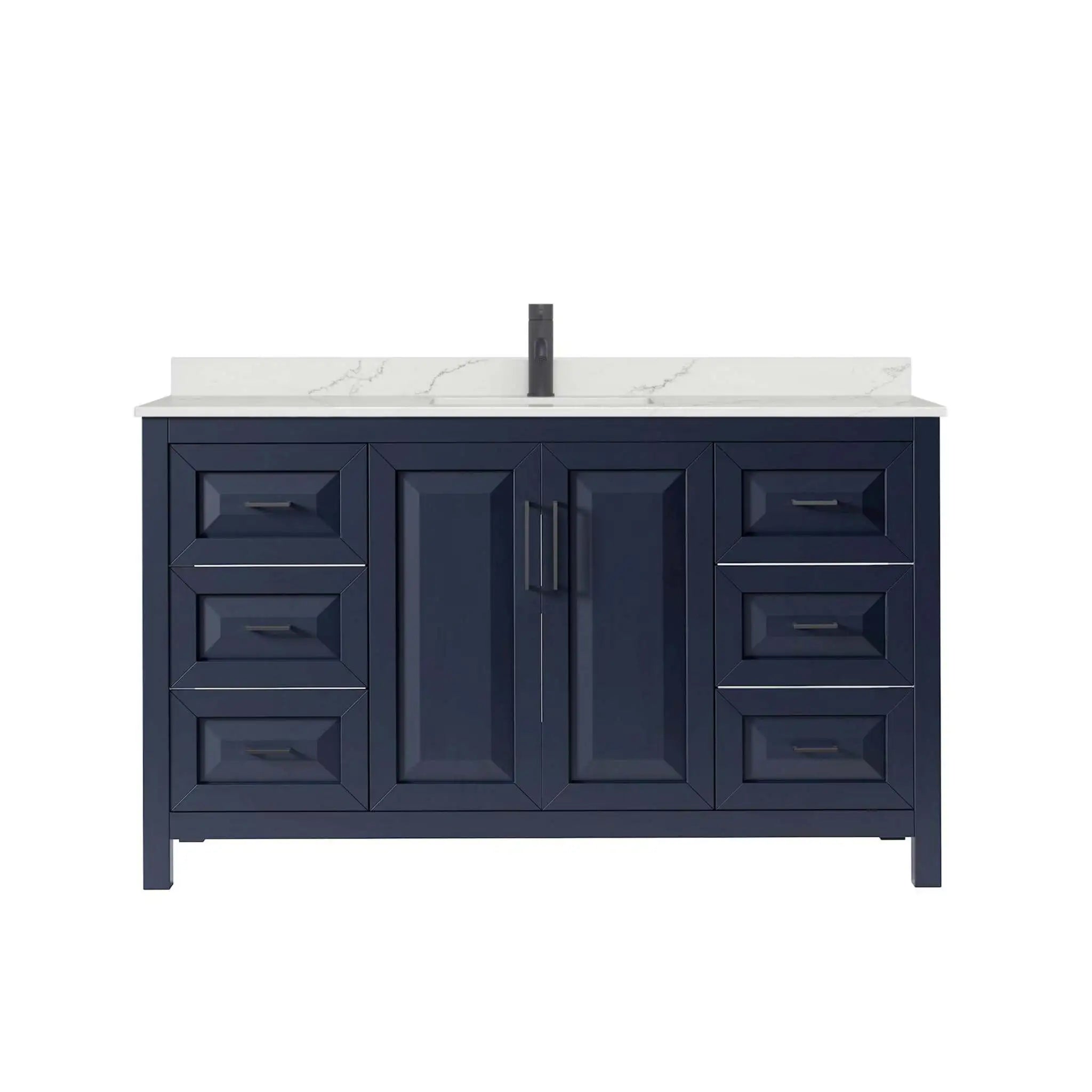 60" Daria Single Bathroom Vanity in Dark Blue with Matte Black Trim by Wyndham