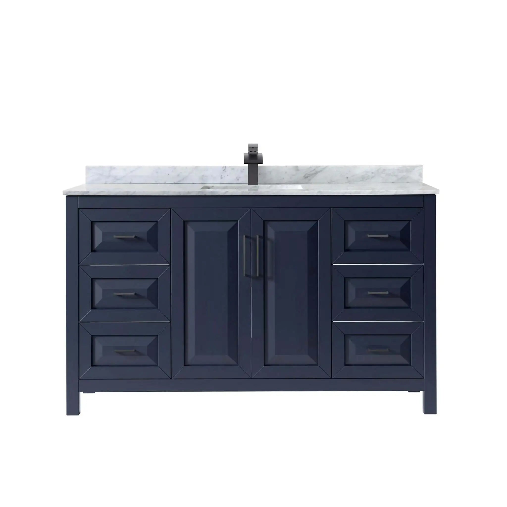 60" Daria Single Bathroom Vanity in Dark Blue with Matte Black Trim by Wyndham