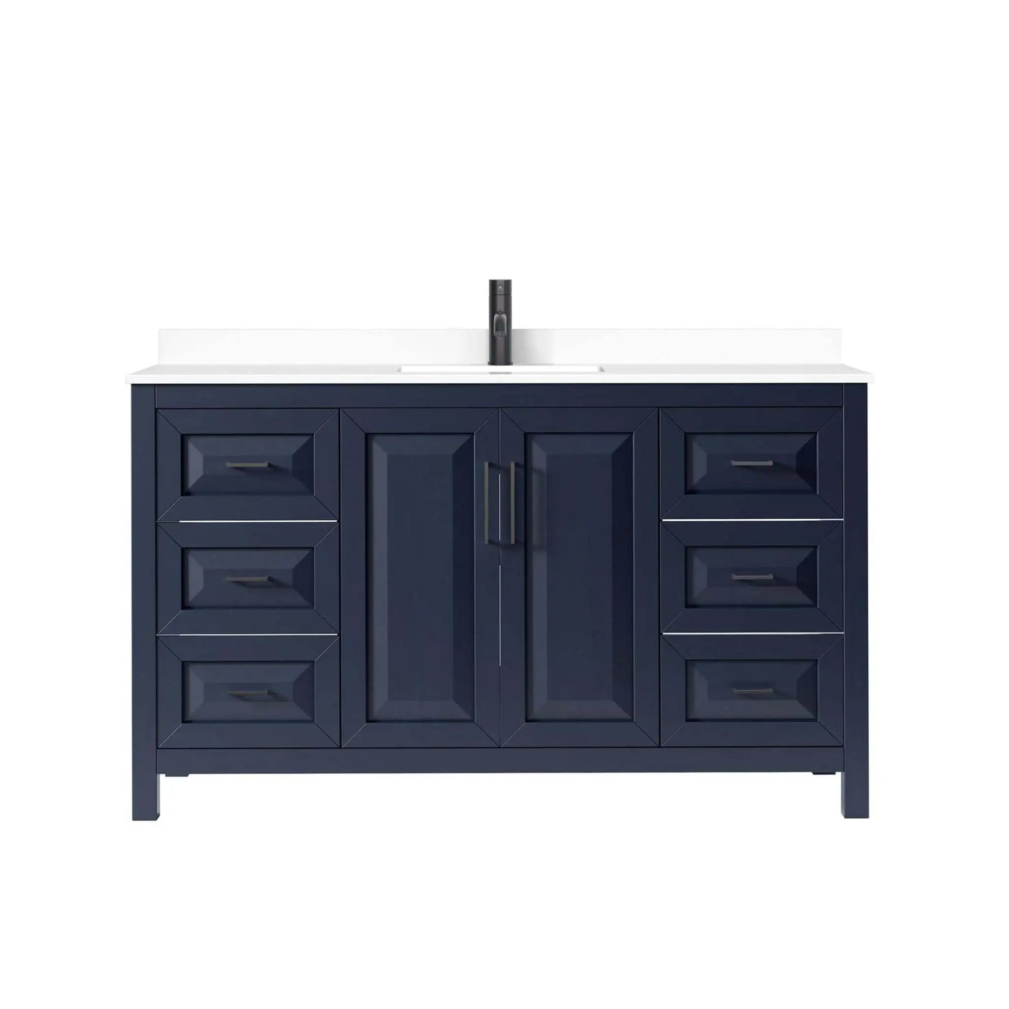 60" Daria Single Bathroom Vanity in Dark Blue with Matte Black Trim by Wyndham