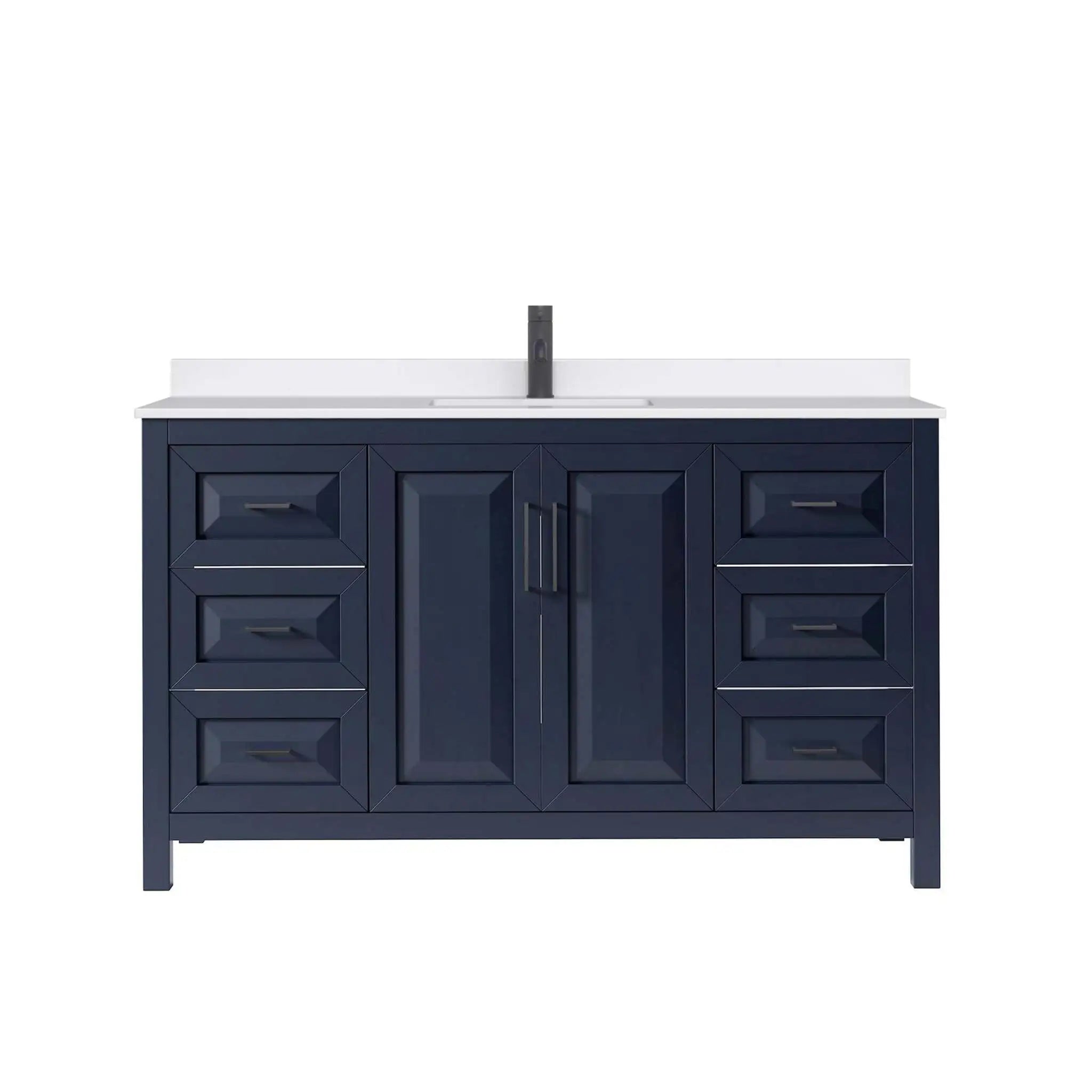 60" Daria Single Bathroom Vanity in Dark Blue with Matte Black Trim by Wyndham