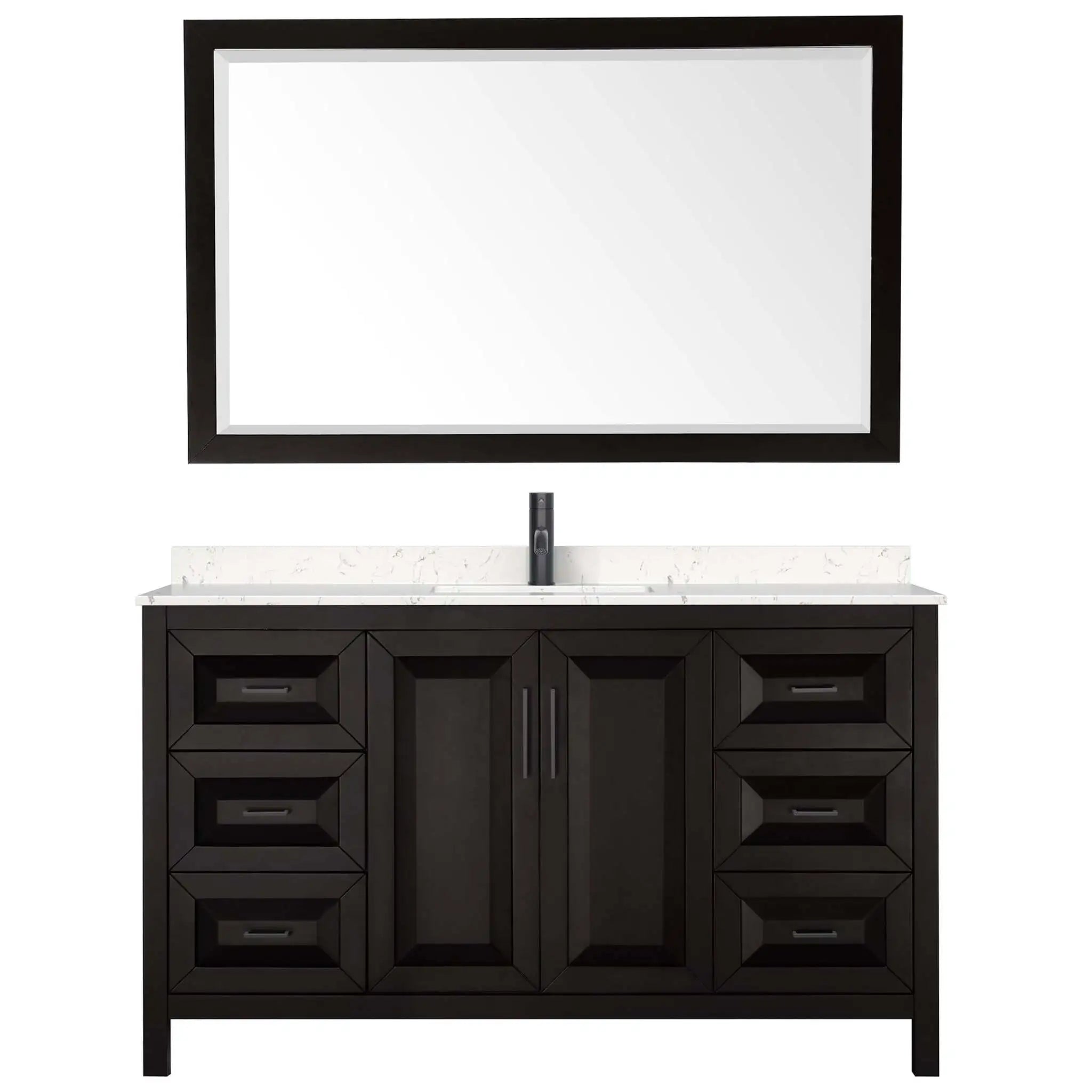60" Daria Single Bathroom Vanity in Dark Espresso with Matte Black Trim & 58" Mirror by Wyndham