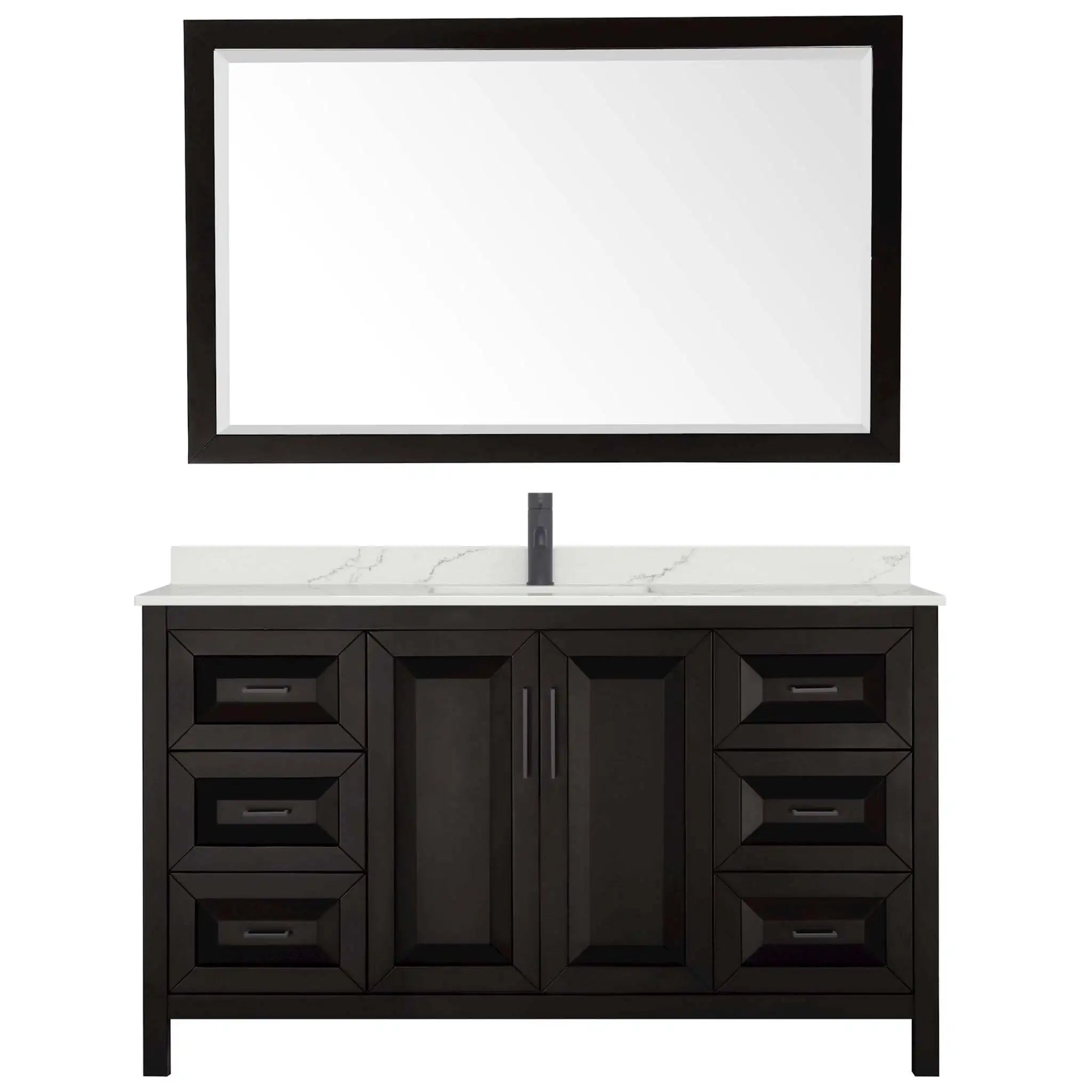 60" Daria Single Bathroom Vanity in Dark Espresso with Matte Black Trim & 58" Mirror by Wyndham