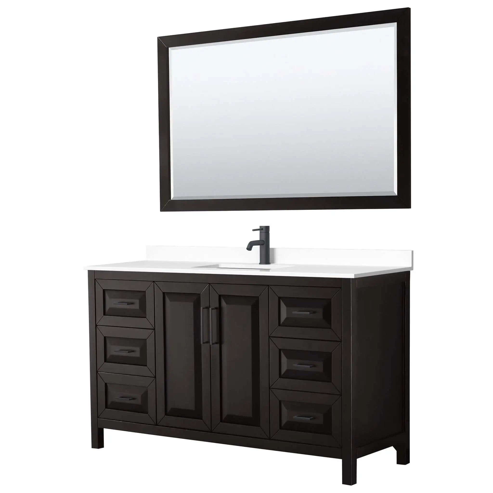 60" Daria Single Bathroom Vanity in Dark Espresso with Matte Black Trim & 58" Mirror by Wyndham