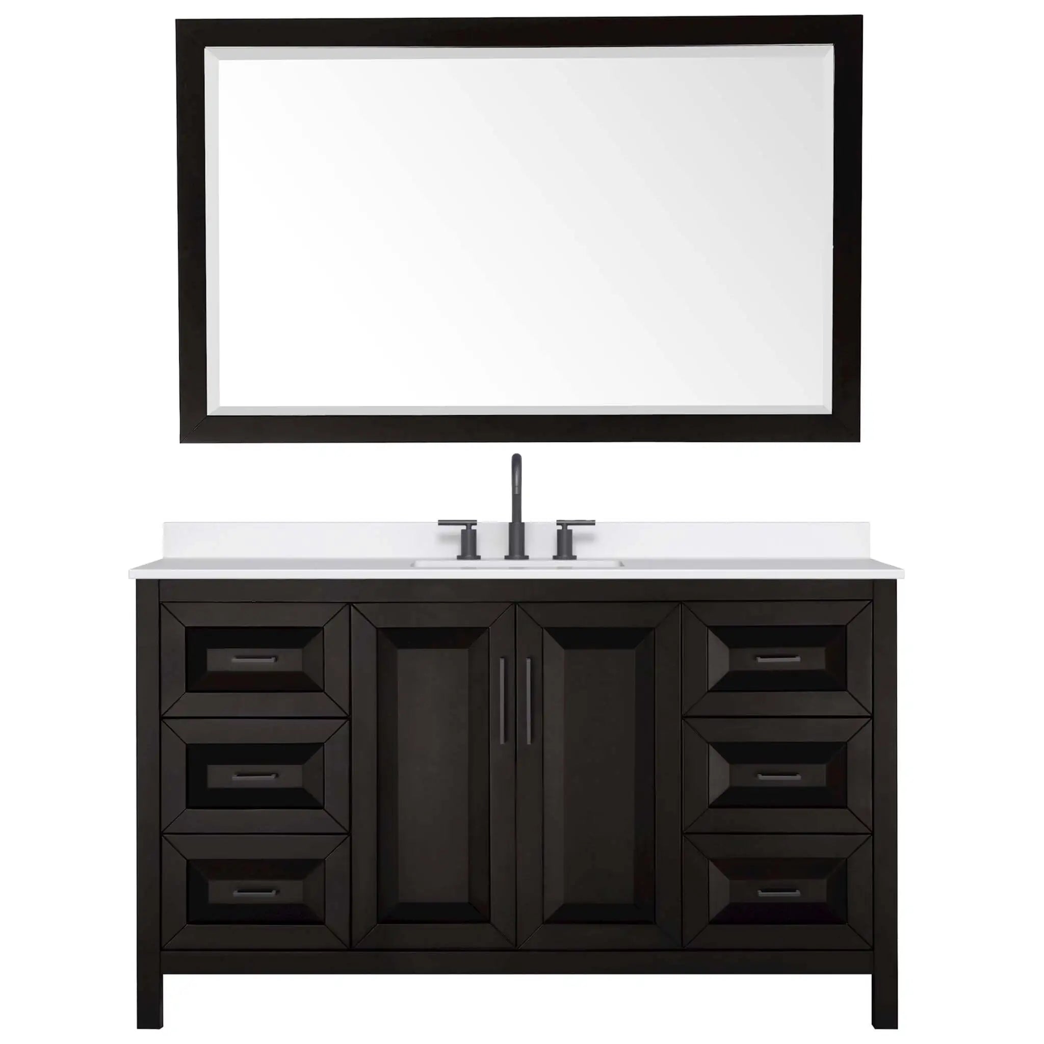 60" Daria Single Bathroom Vanity in Dark Espresso with Matte Black Trim & 58" Mirror by Wyndham