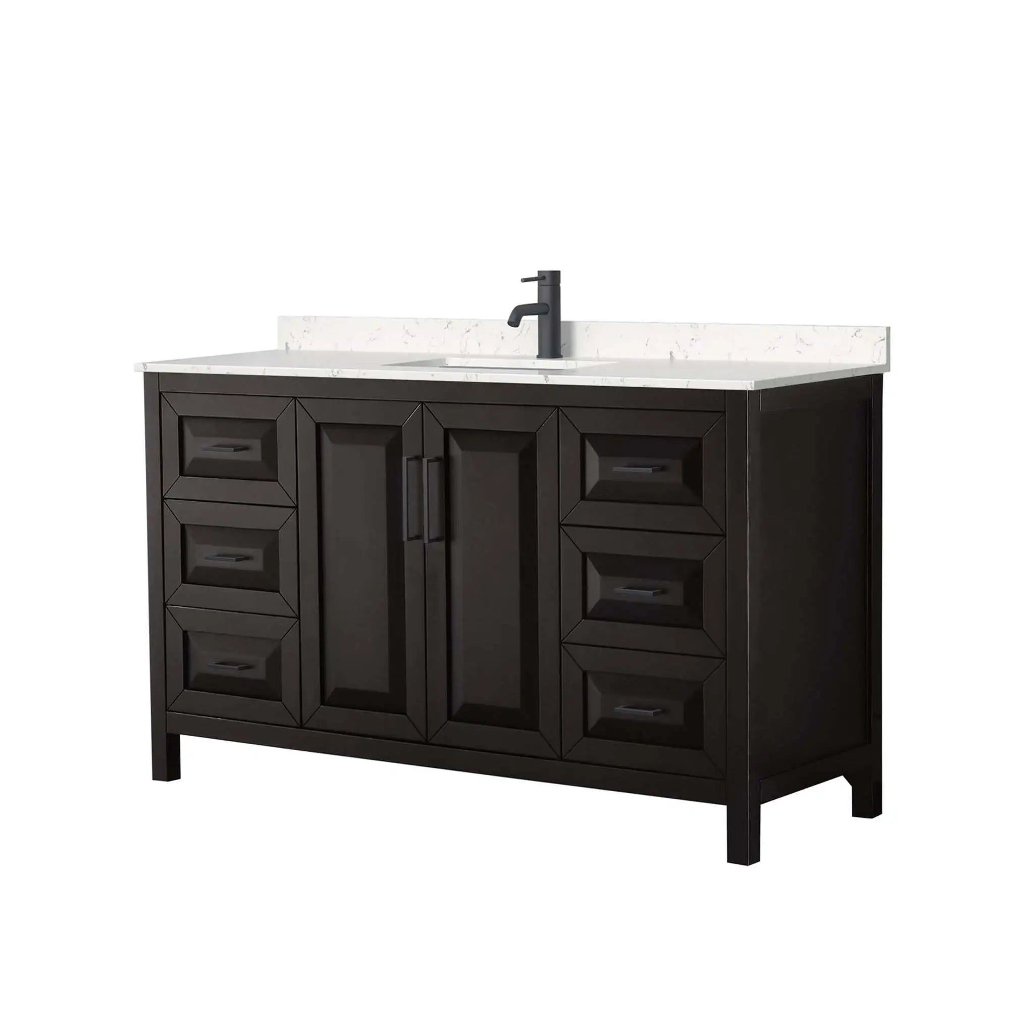 60" Daria Single Bathroom Vanity in Dark Espresso with Matte Black Trim by Wyndham