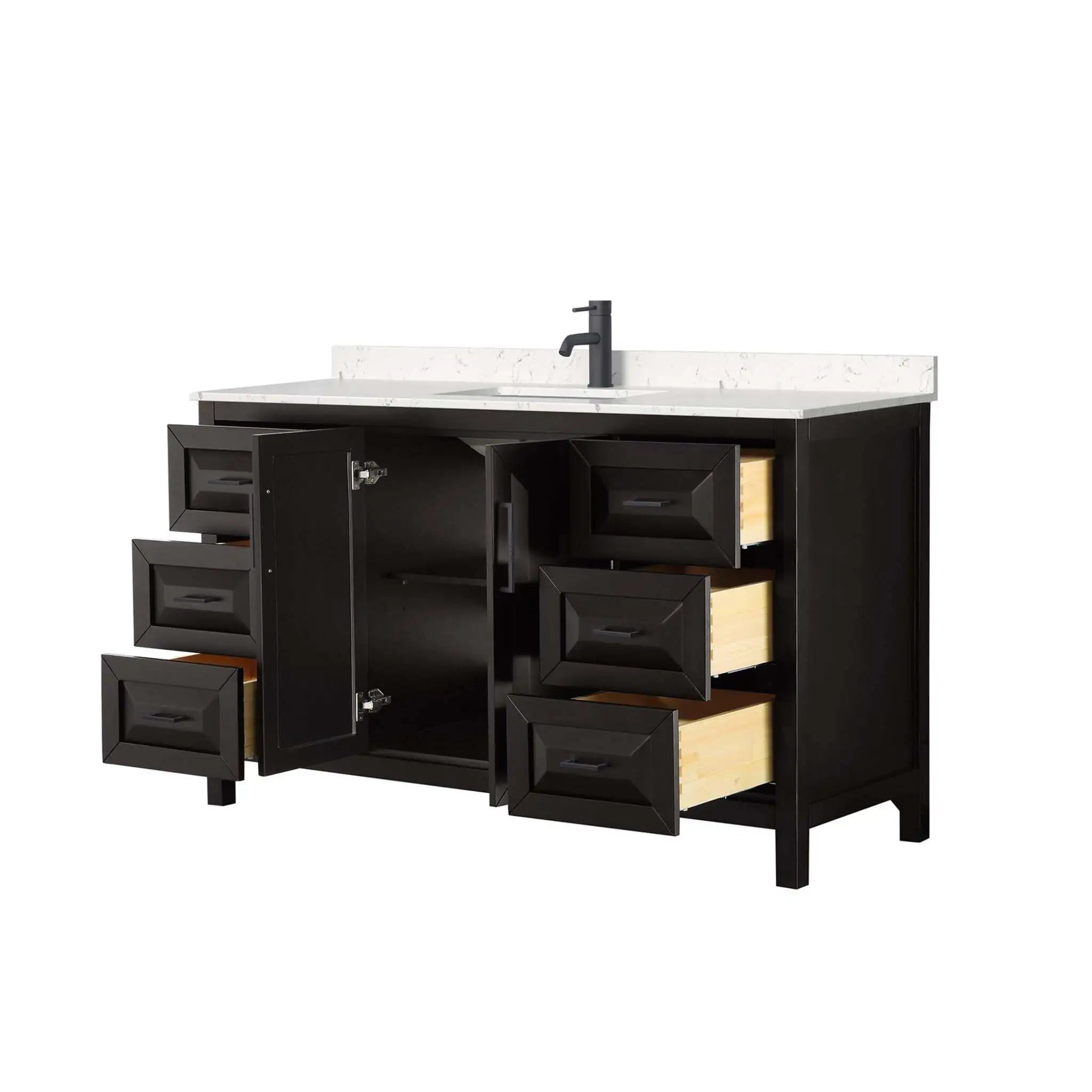 60" Daria Single Bathroom Vanity in Dark Espresso with Matte Black Trim by Wyndham