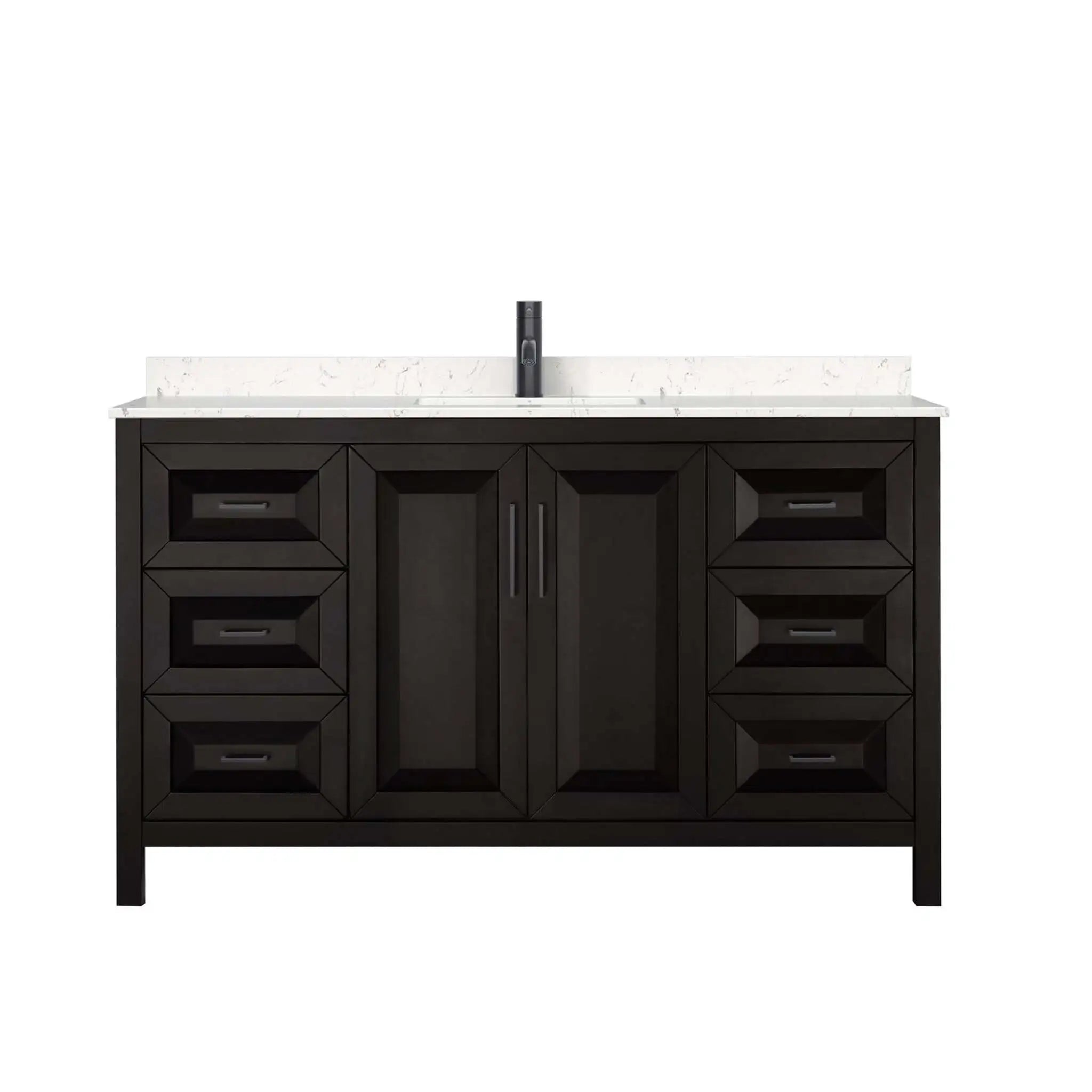 60" Daria Single Bathroom Vanity in Dark Espresso with Matte Black Trim by Wyndham