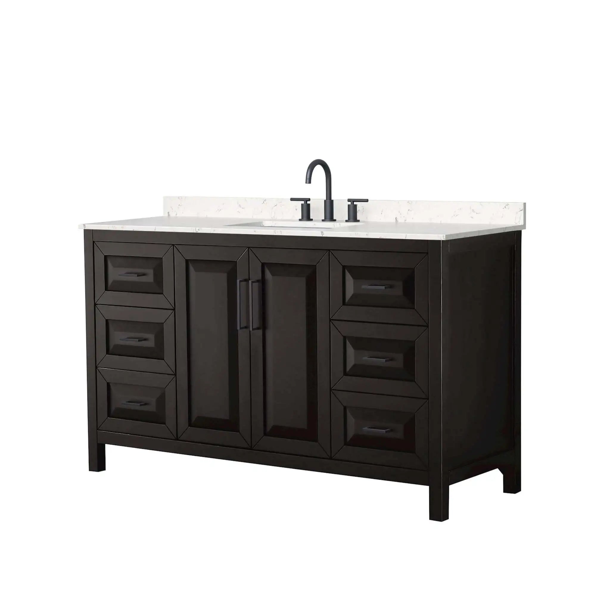 60" Daria Single Bathroom Vanity in Dark Espresso with Matte Black Trim by Wyndham