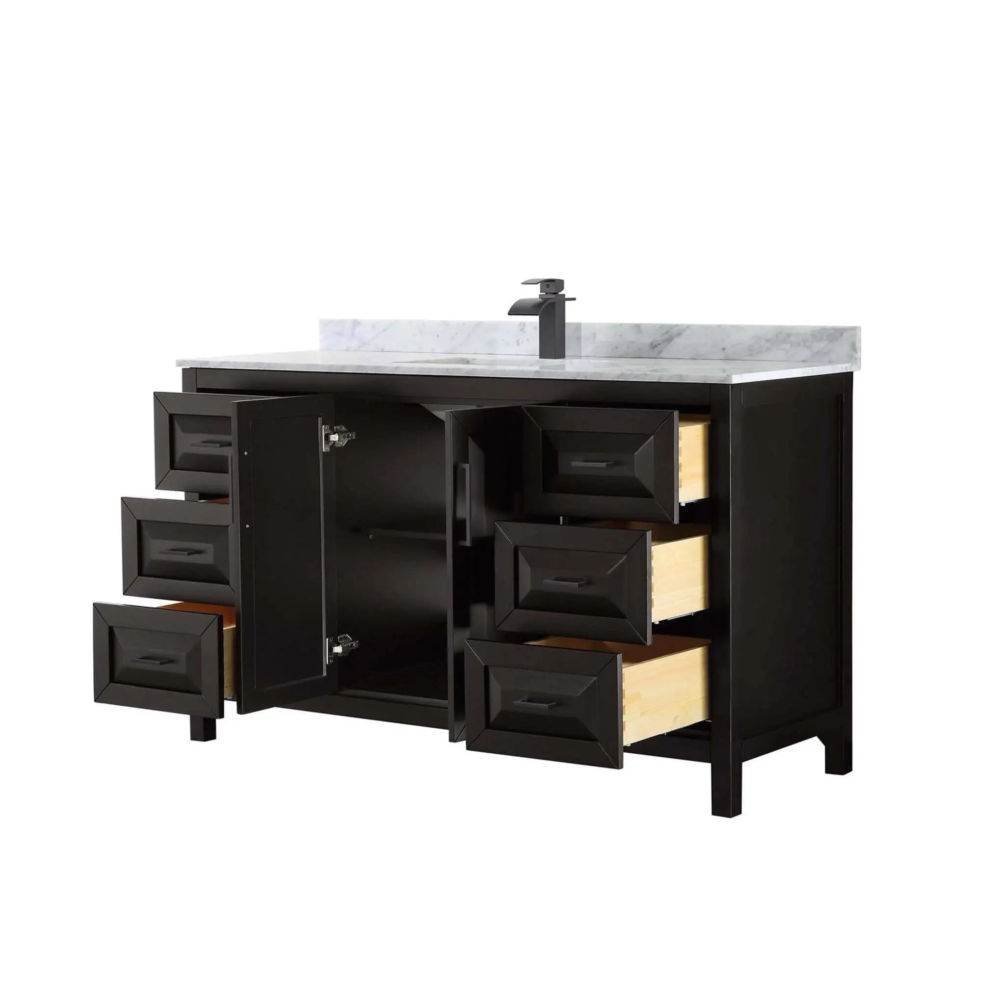 60" Daria Single Bathroom Vanity in Dark Espresso with Matte Black Trim by Wyndham