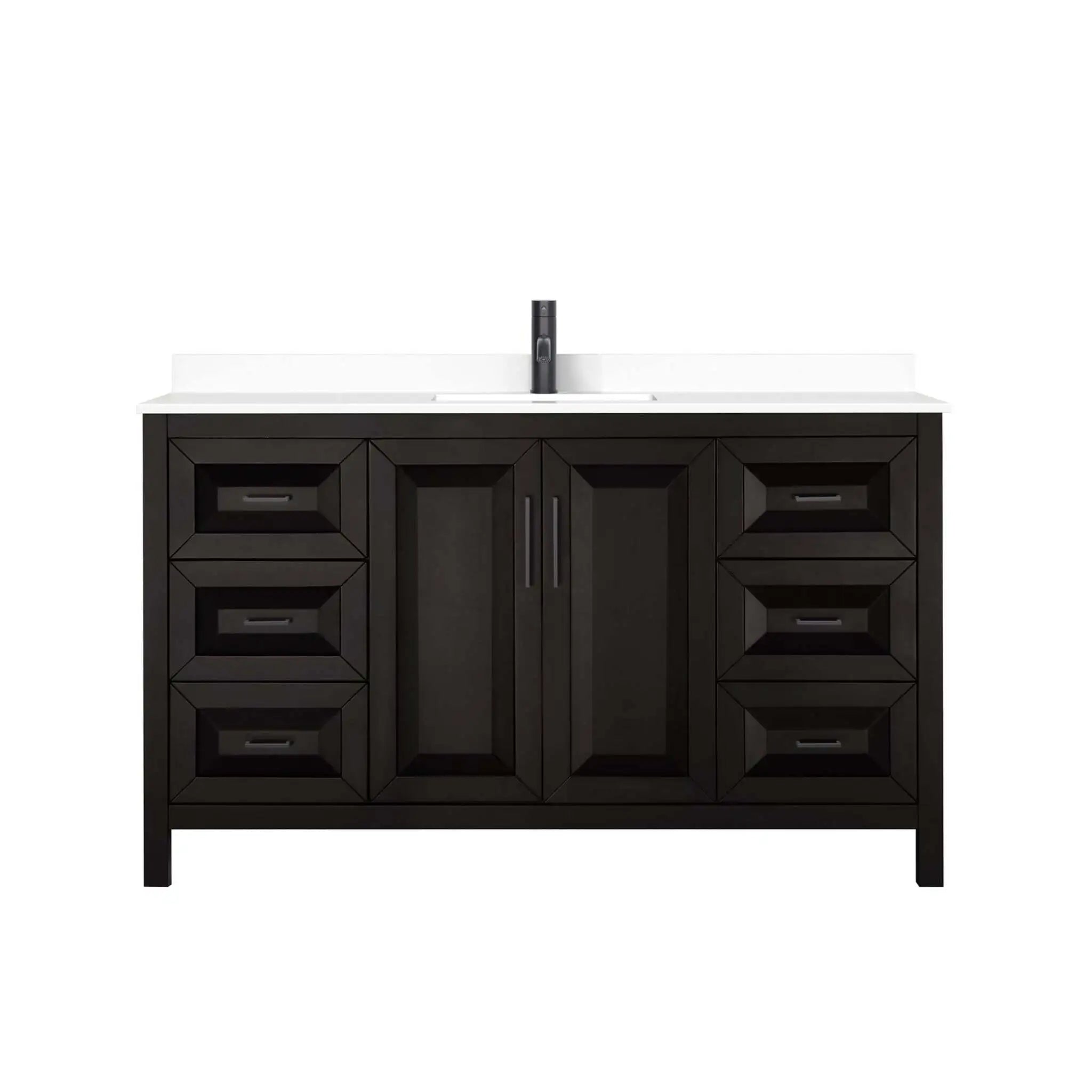 60" Daria Single Bathroom Vanity in Dark Espresso with Matte Black Trim by Wyndham