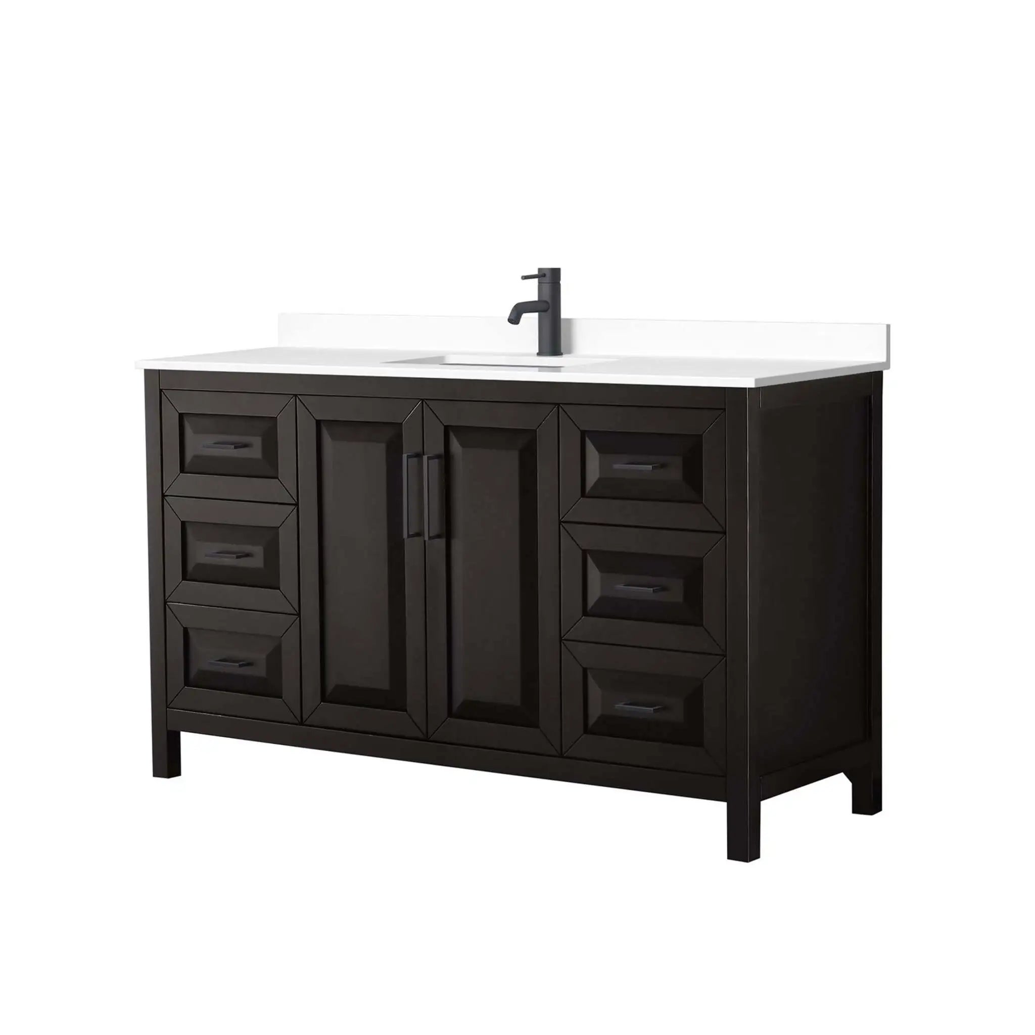 60" Daria Single Bathroom Vanity in Dark Espresso with Matte Black Trim by Wyndham
