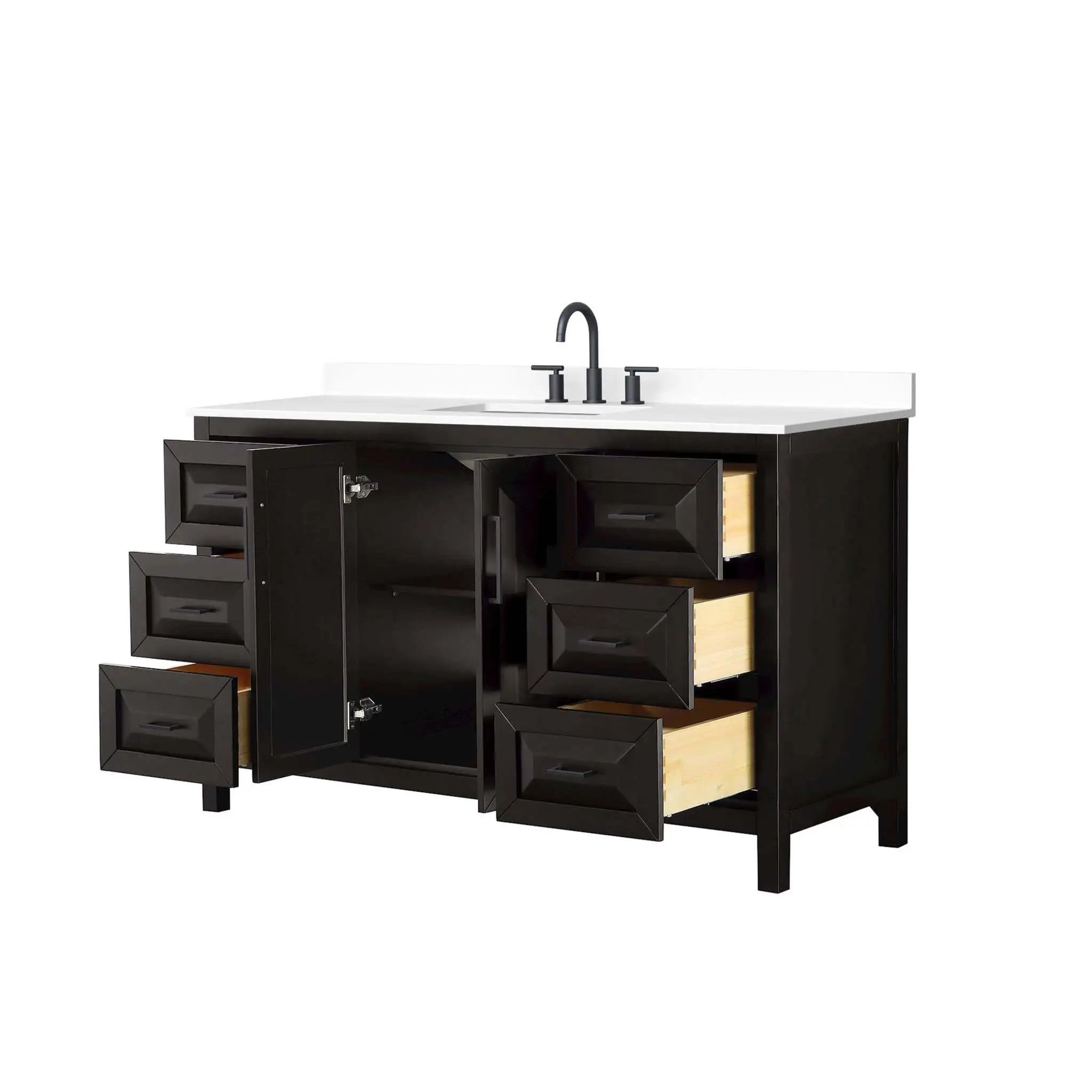 60" Daria Single Bathroom Vanity in Dark Espresso with Matte Black Trim by Wyndham