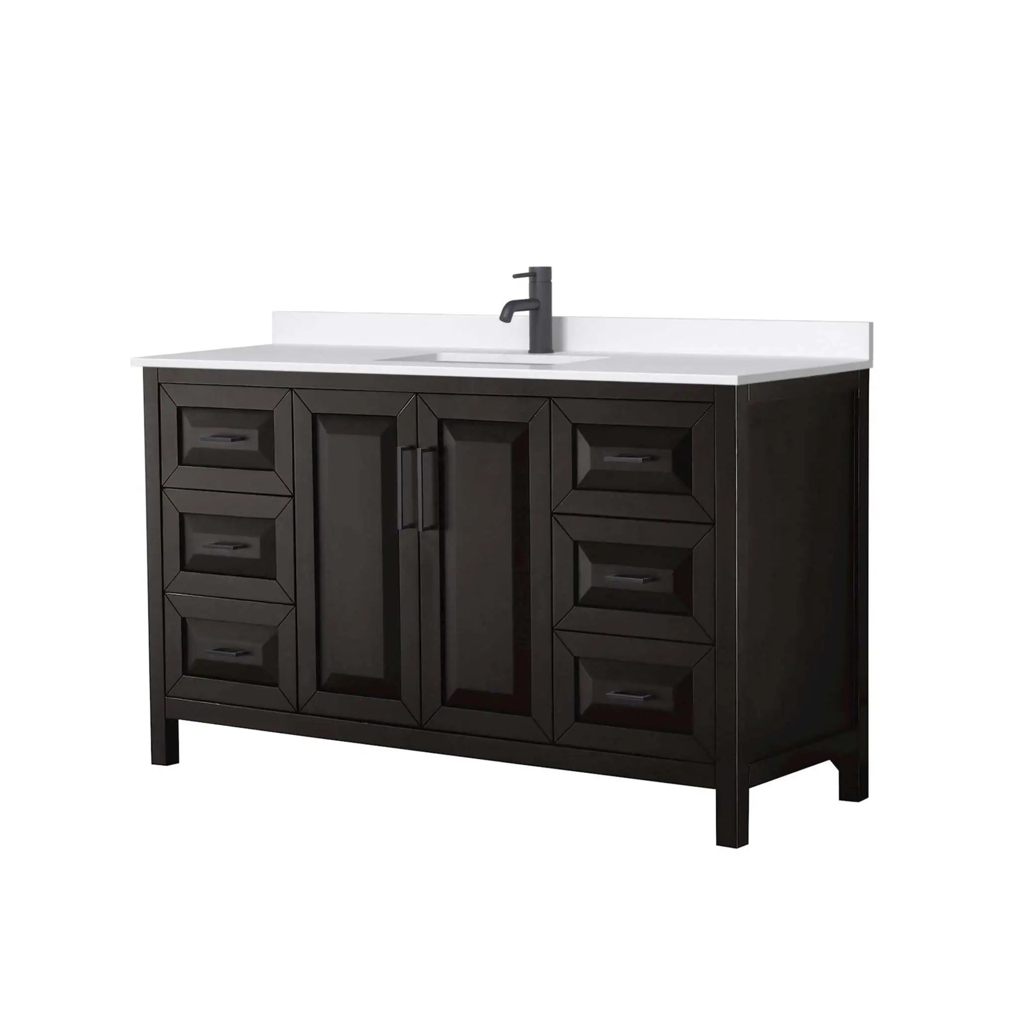 60" Daria Single Bathroom Vanity in Dark Espresso with Matte Black Trim by Wyndham