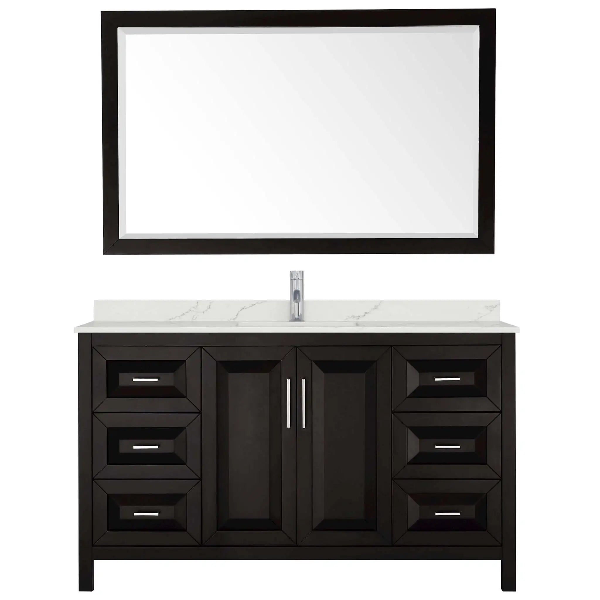 60" Daria Single Bathroom Vanity in Dark Espresso with Polished Chrome Trim & 58" Mirror by Wyndham