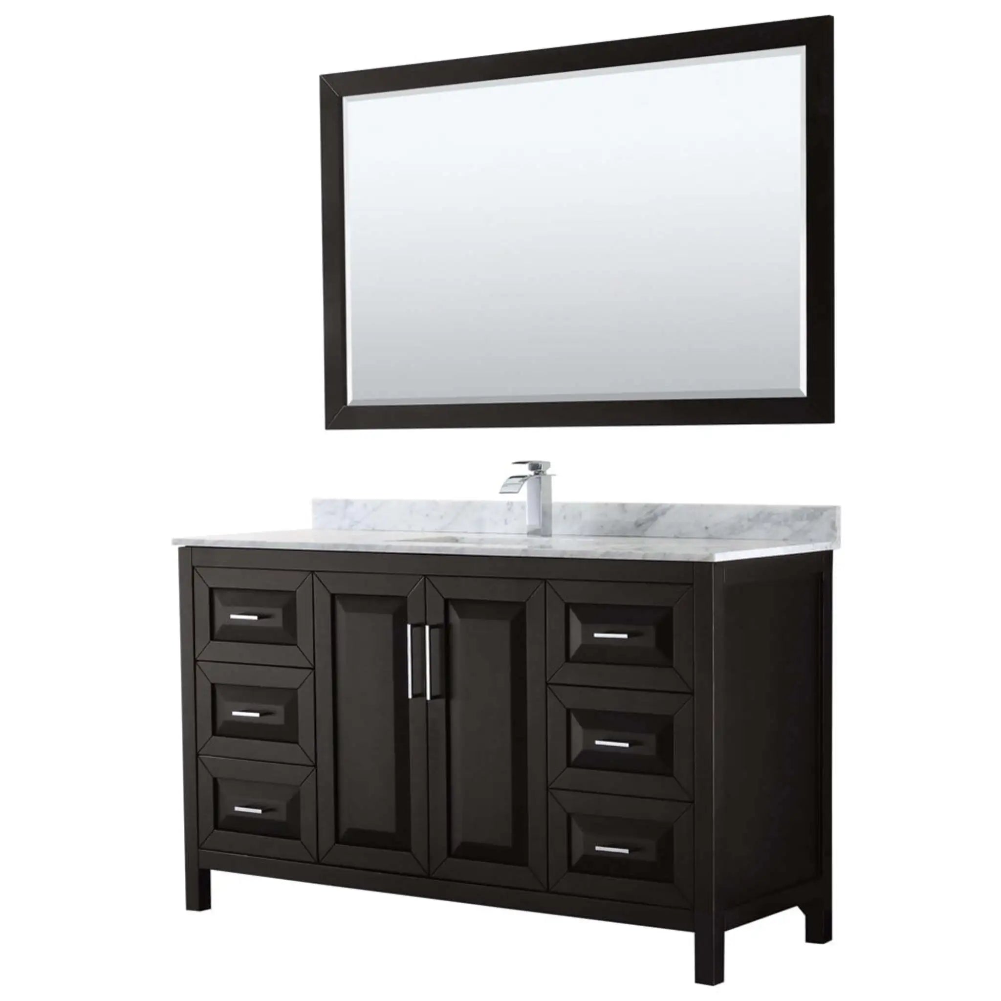 60" Daria Single Bathroom Vanity in Dark Espresso with Polished Chrome Trim & 58" Mirror by Wyndham