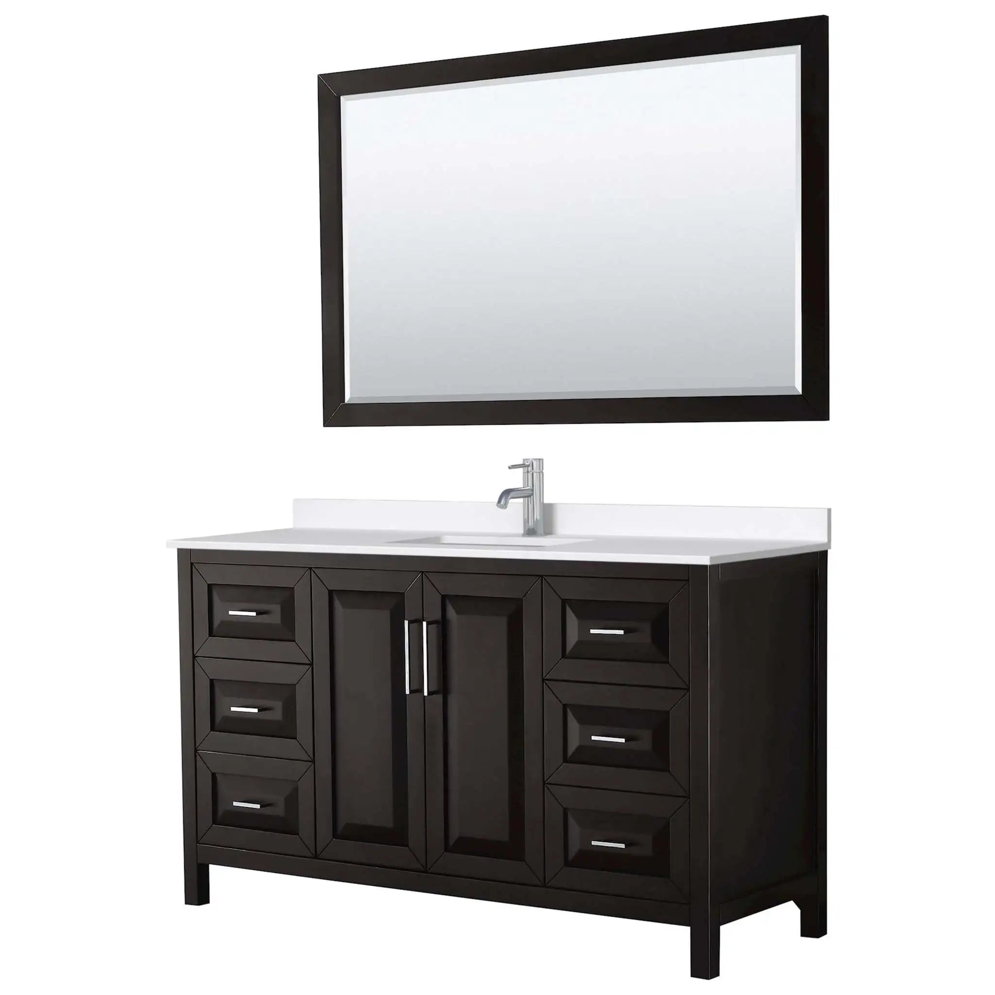 60" Daria Single Bathroom Vanity in Dark Espresso with Polished Chrome Trim & 58" Mirror by Wyndham