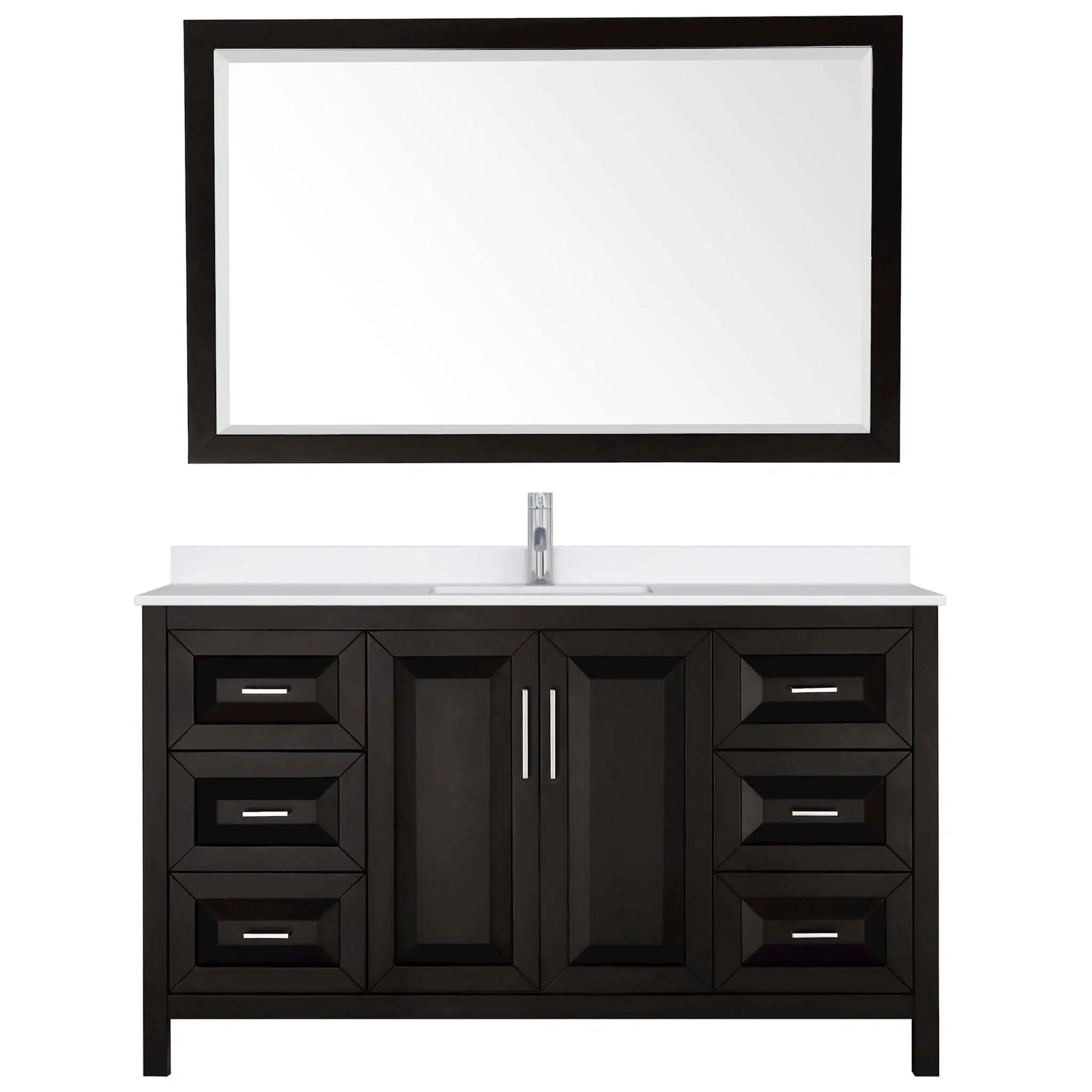 60" Daria Single Bathroom Vanity in Dark Espresso with Polished Chrome Trim & 58" Mirror by Wyndham