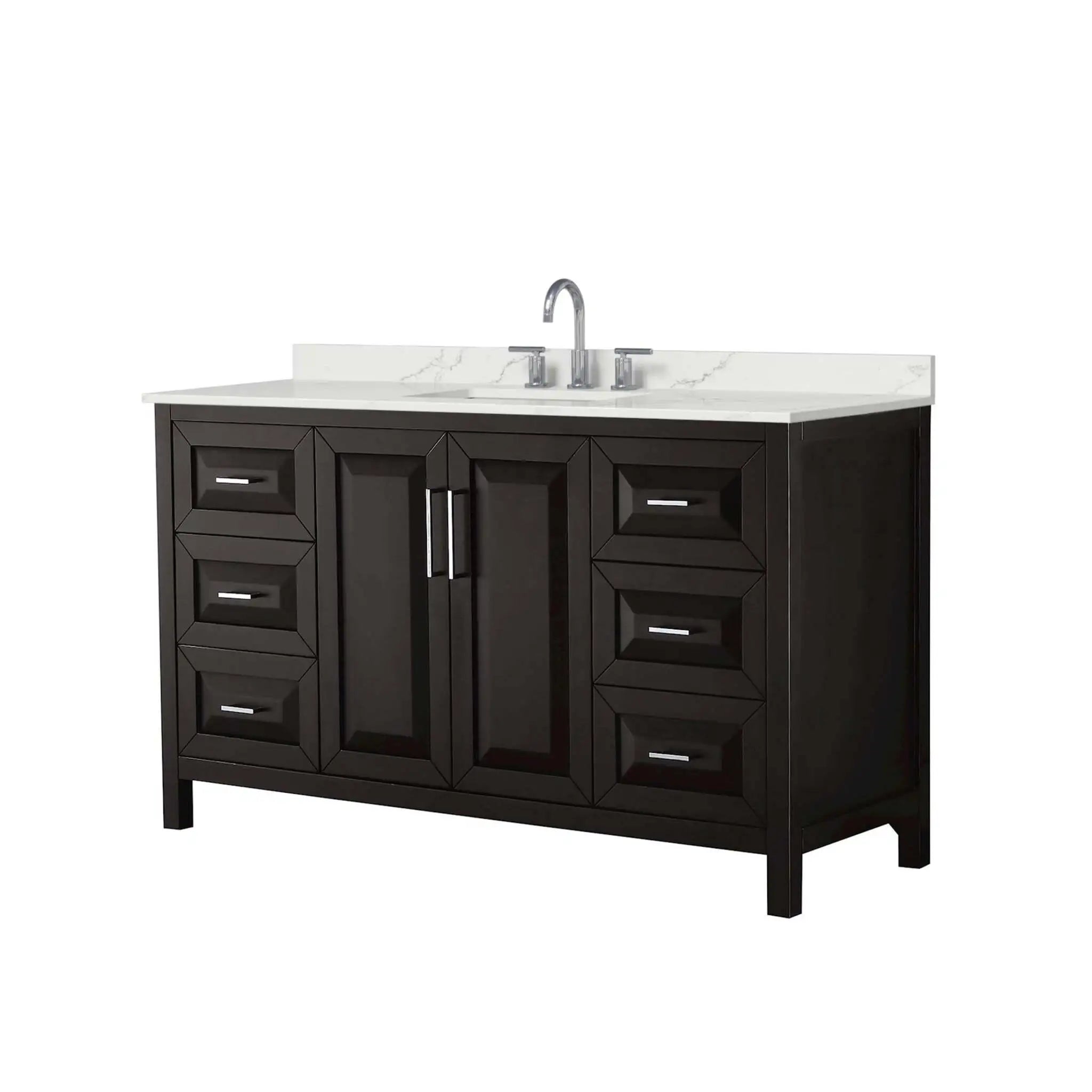 60" Daria Single Bathroom Vanity in Dark Espresso with Polished Chrome Trim by Wyndham