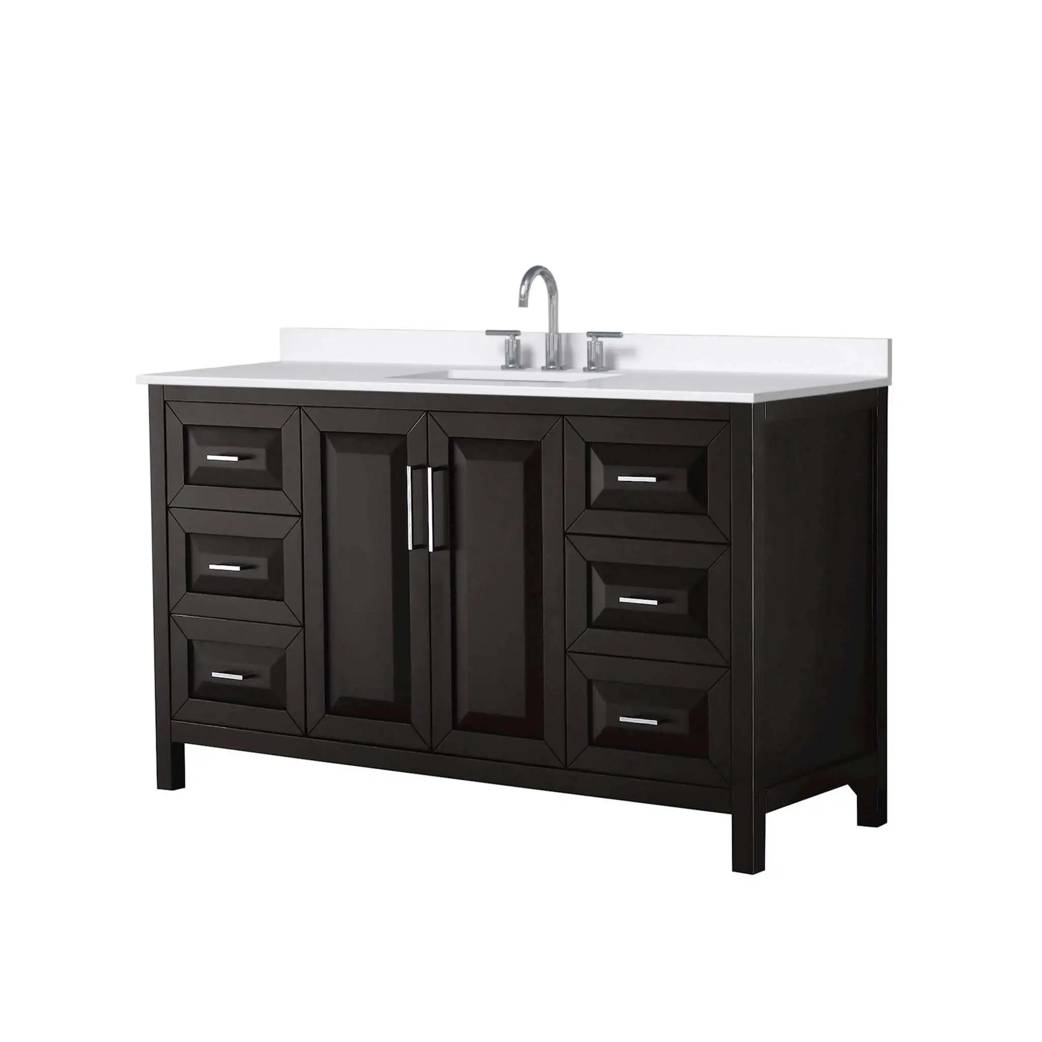 60" Daria Single Bathroom Vanity in Dark Espresso with Polished Chrome Trim by Wyndham
