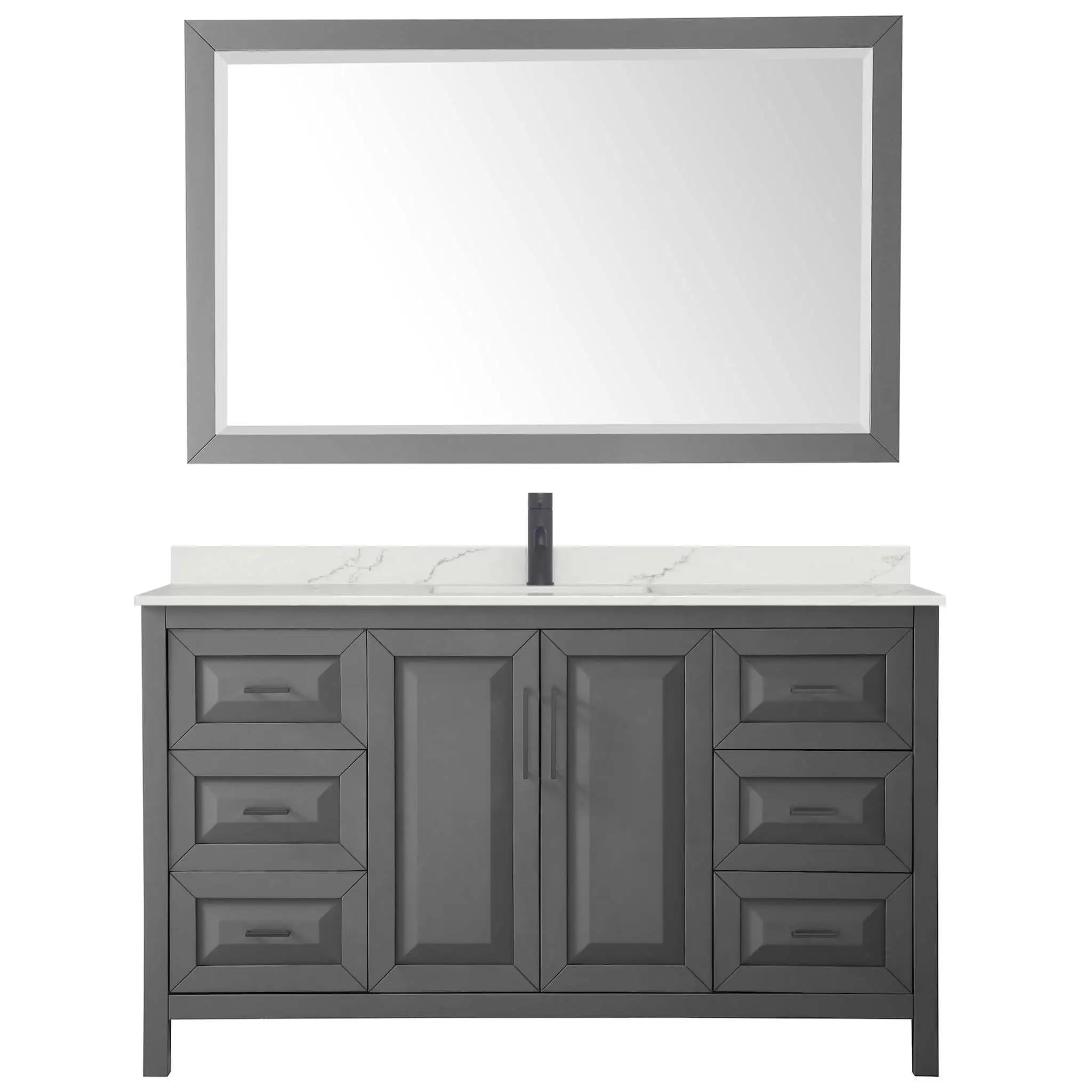 60" Daria Single Bathroom Vanity in Dark Gray with Matte Black Trim & 58" Mirror by Wyndham