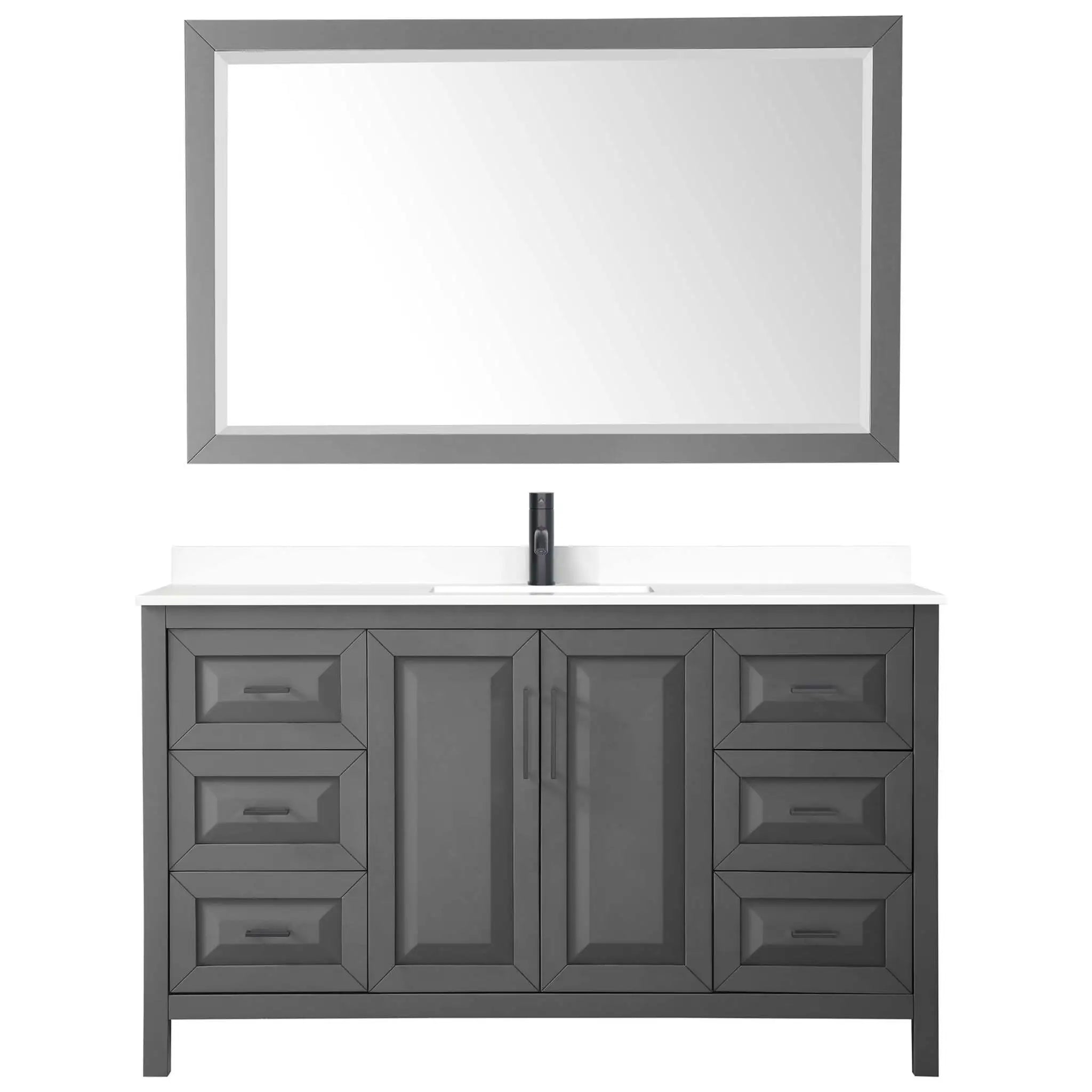 60" Daria Single Bathroom Vanity in Dark Gray with Matte Black Trim & 58" Mirror by Wyndham