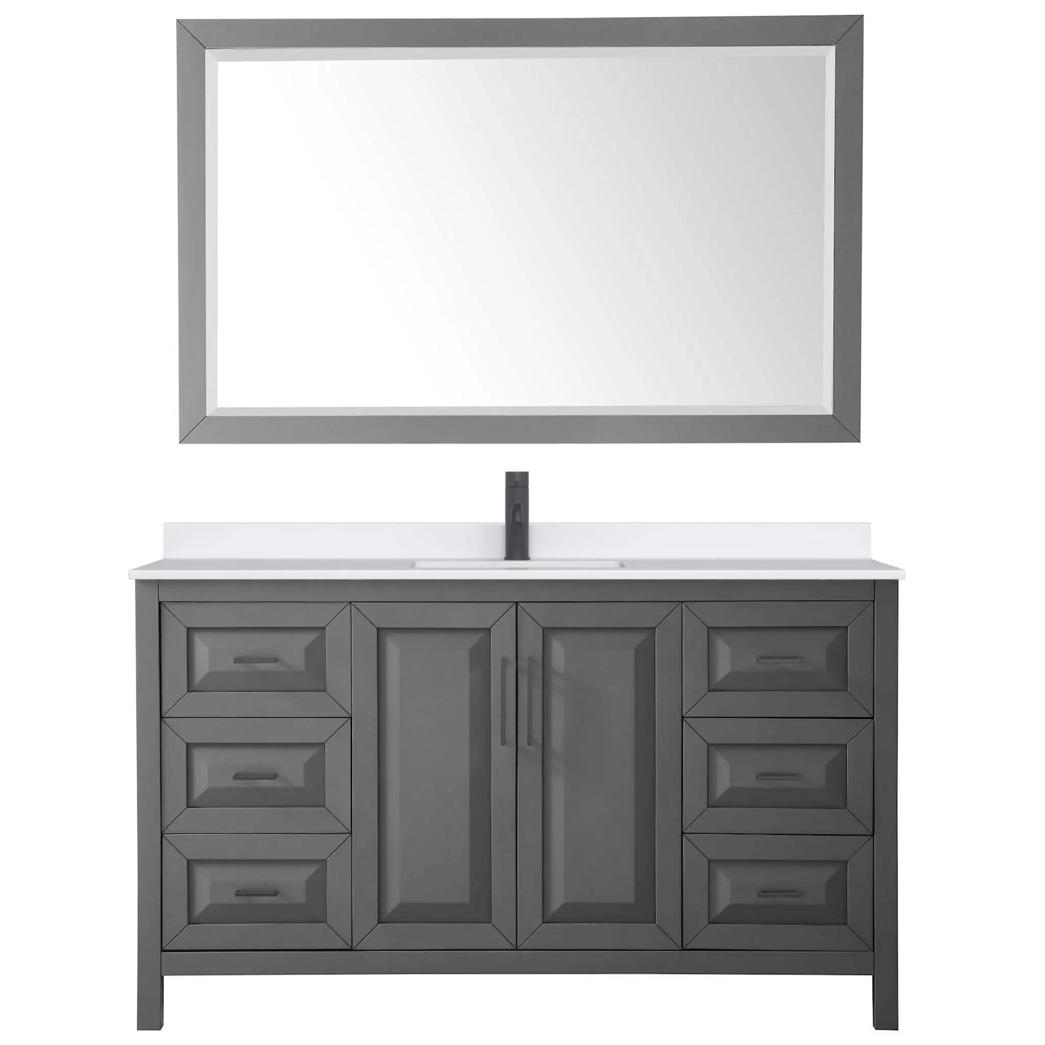 60" Daria Single Bathroom Vanity in Dark Gray with Matte Black Trim & 58" Mirror by Wyndham
