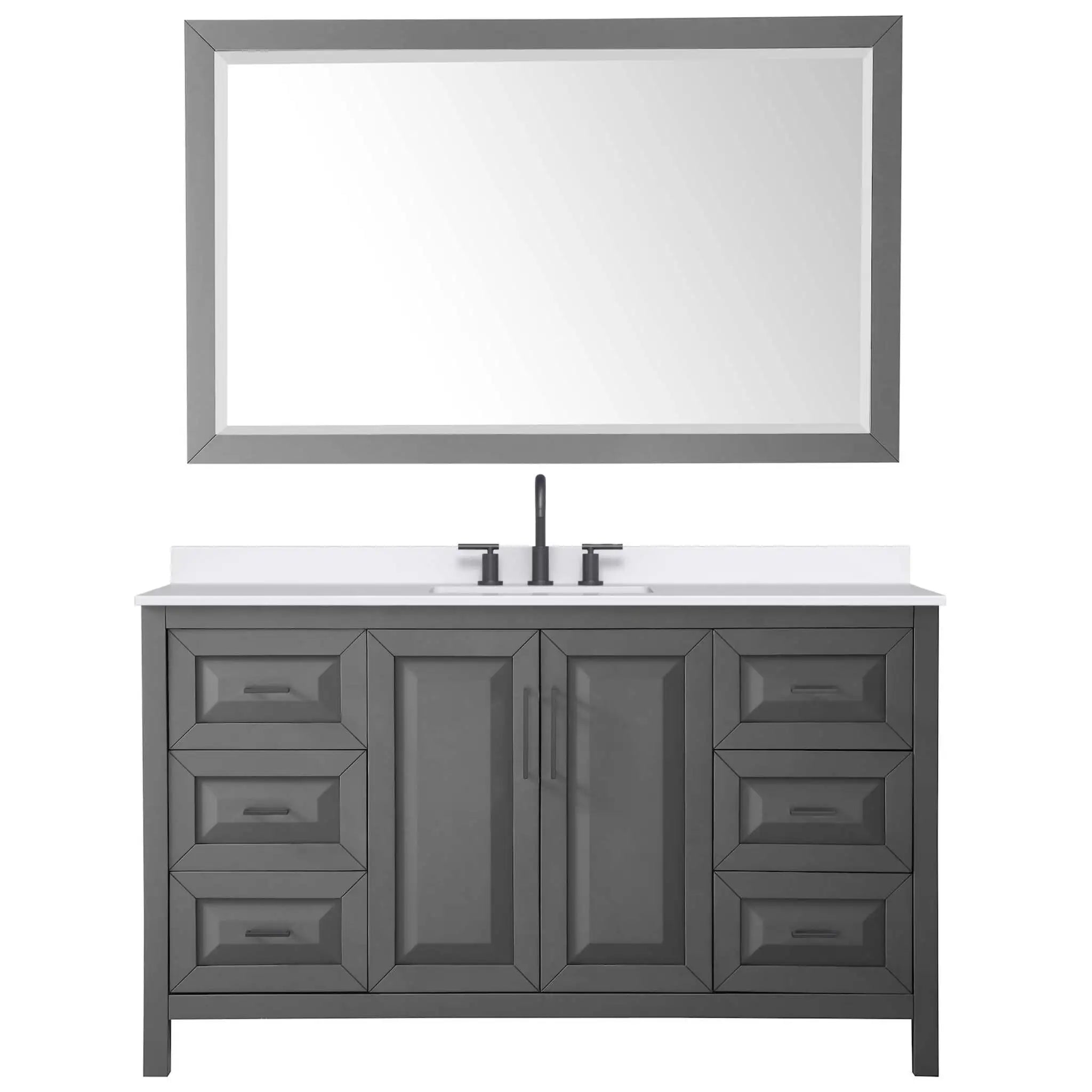 60" Daria Single Bathroom Vanity in Dark Gray with Matte Black Trim & 58" Mirror by Wyndham