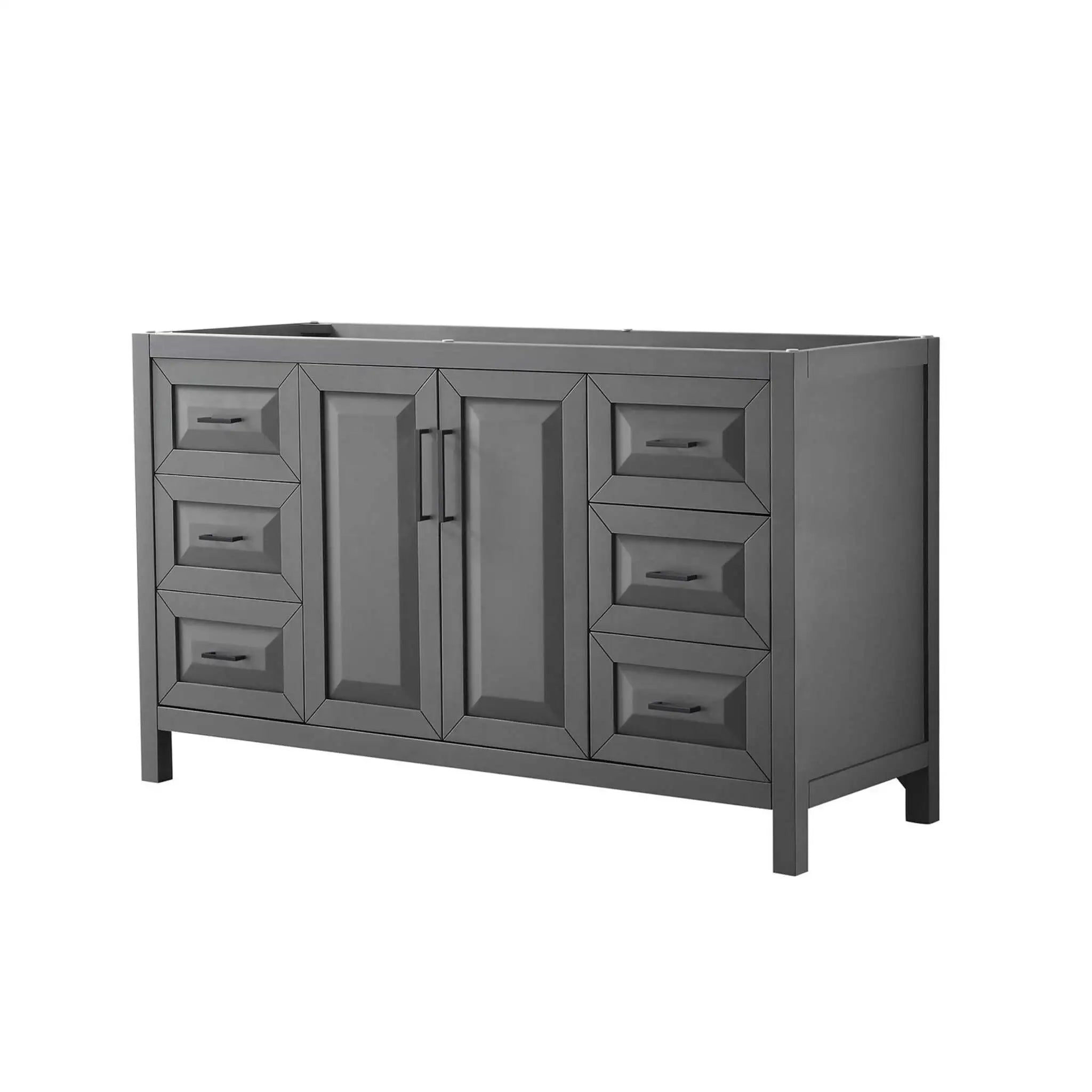 60" Daria Single Bathroom Vanity in Dark Gray with Matte Black Trim by Wyndham