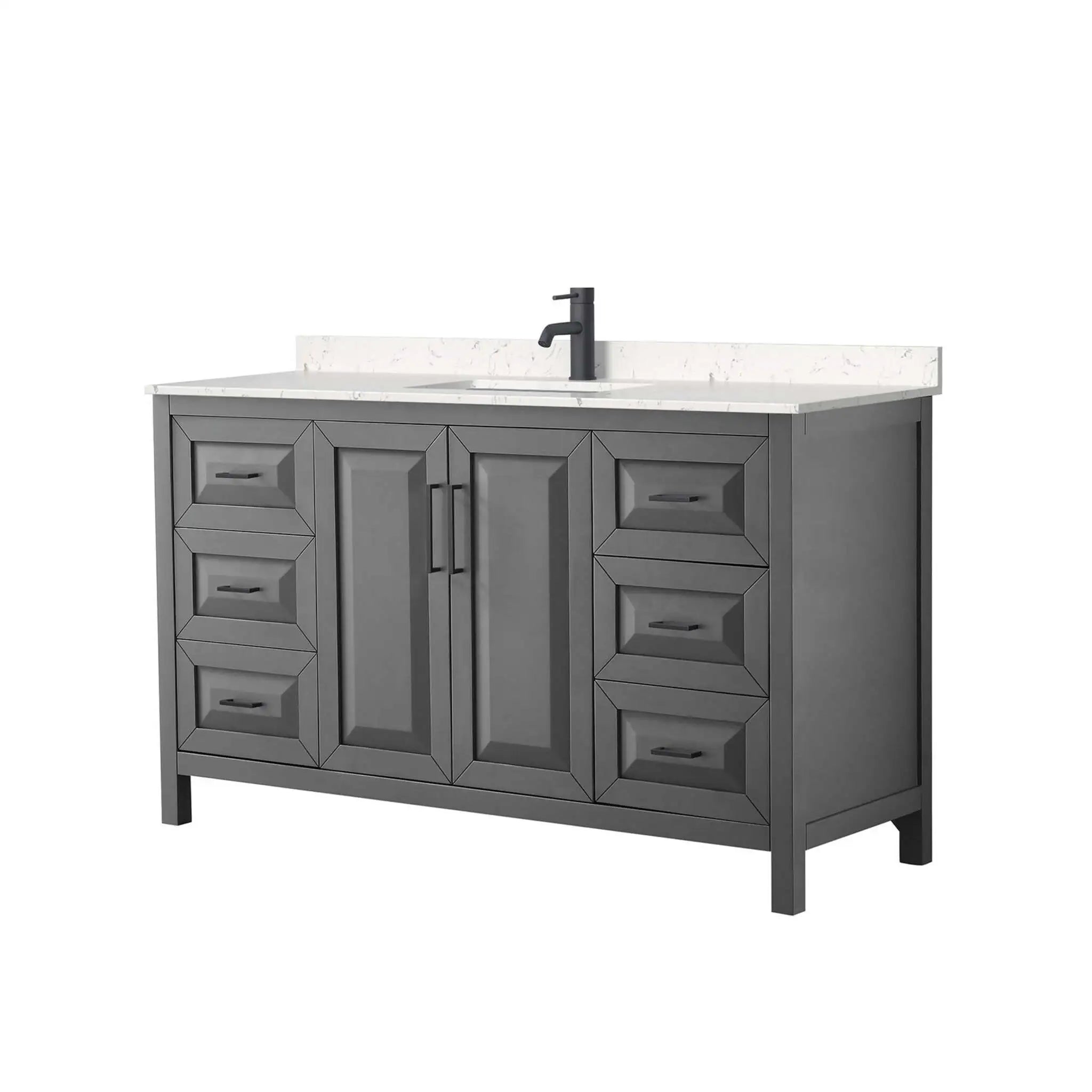 60" Daria Single Bathroom Vanity in Dark Gray with Matte Black Trim by Wyndham