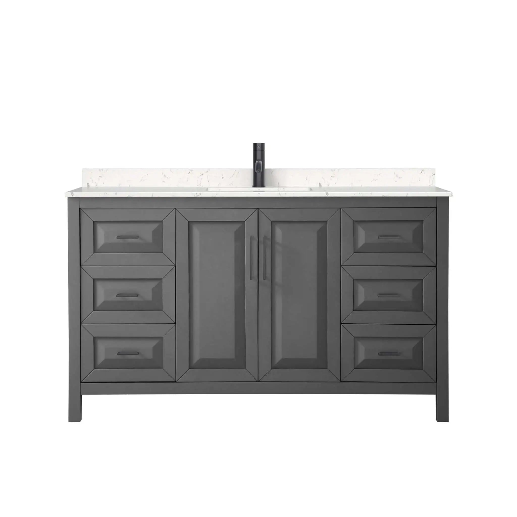 60" Daria Single Bathroom Vanity in Dark Gray with Matte Black Trim by Wyndham