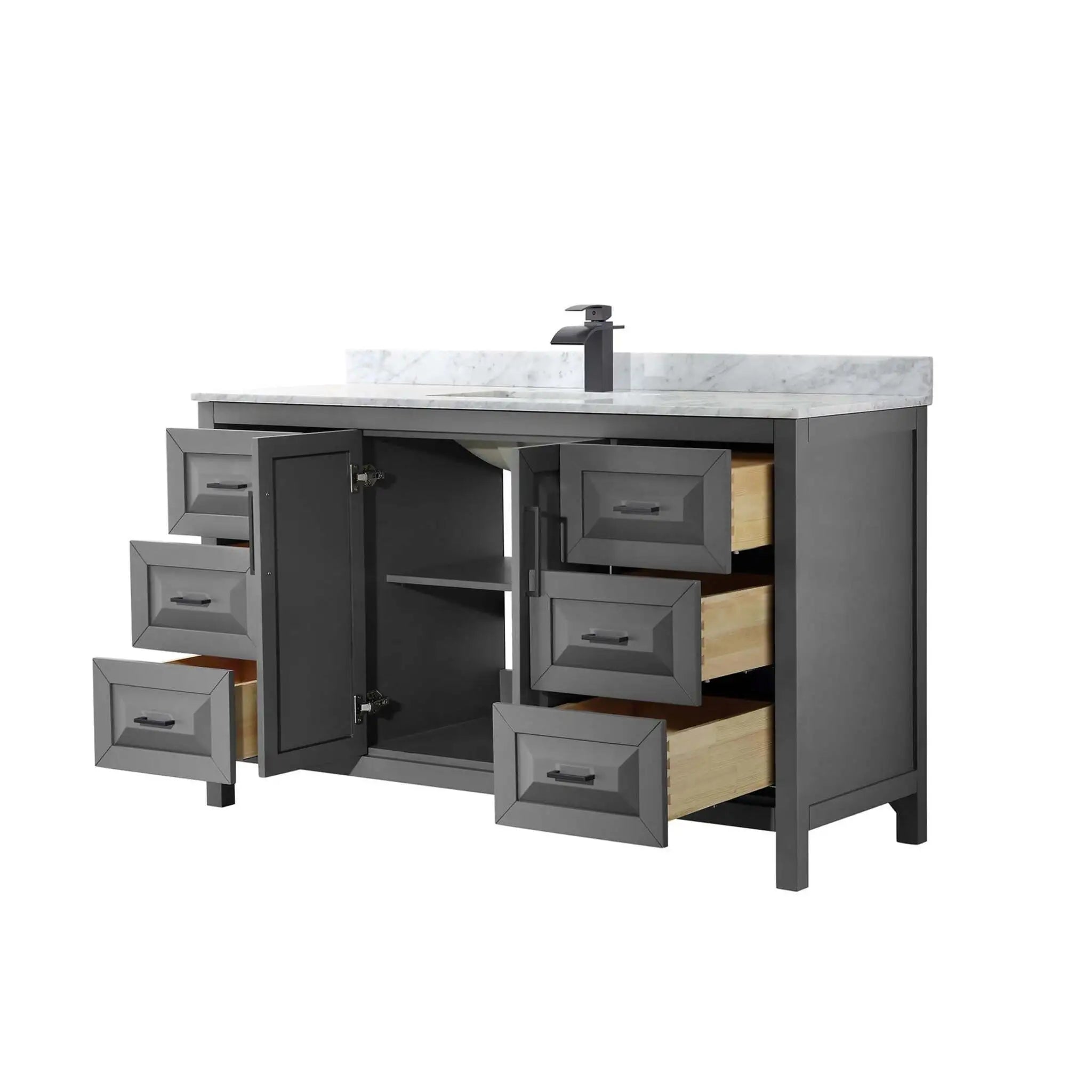 60" Daria Single Bathroom Vanity in Dark Gray with Matte Black Trim by Wyndham
