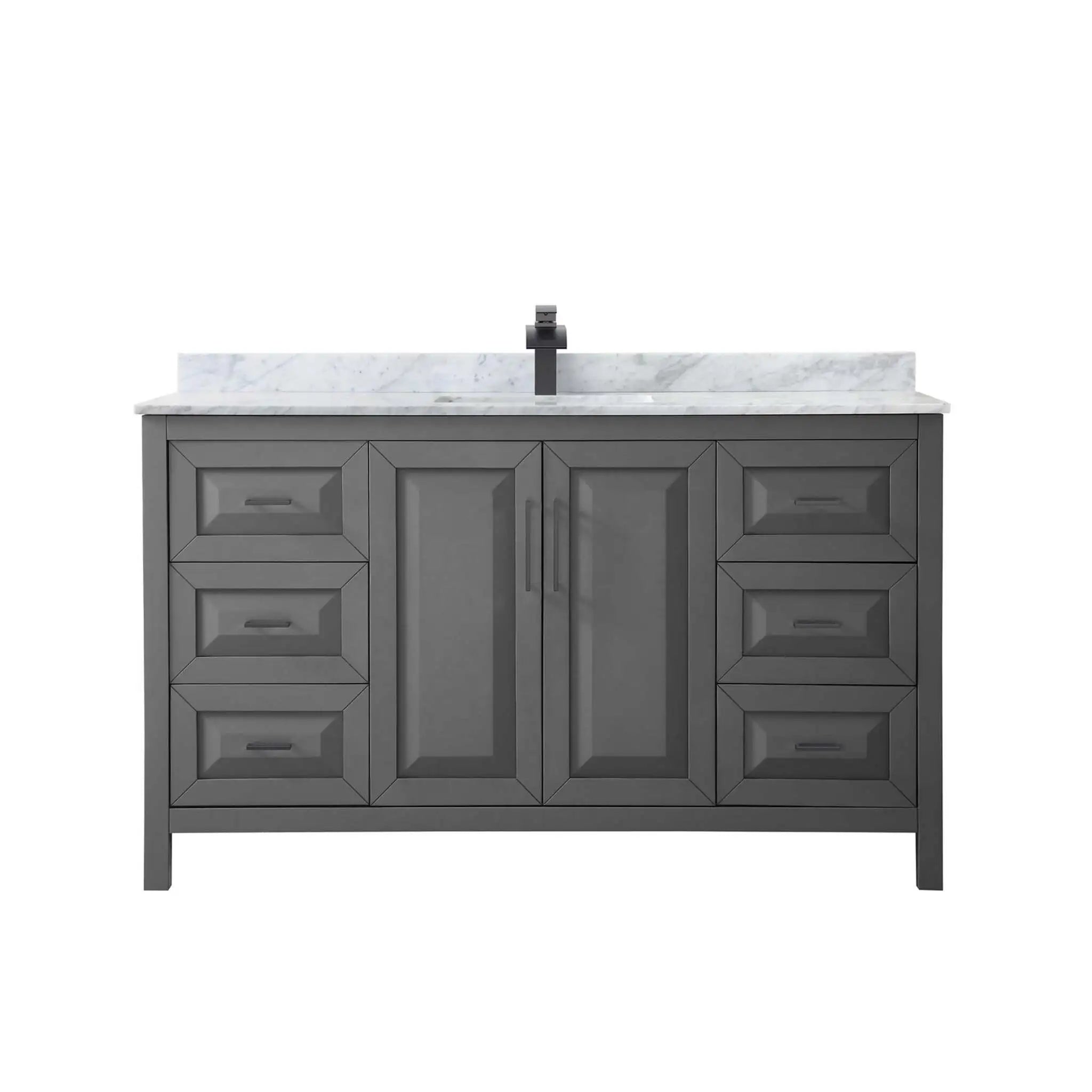 60" Daria Single Bathroom Vanity in Dark Gray with Matte Black Trim by Wyndham