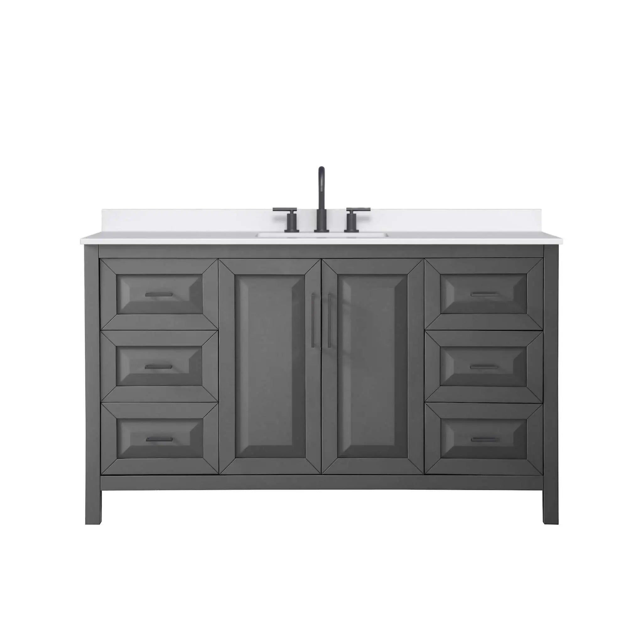 60" Daria Single Bathroom Vanity in Dark Gray with Matte Black Trim by Wyndham