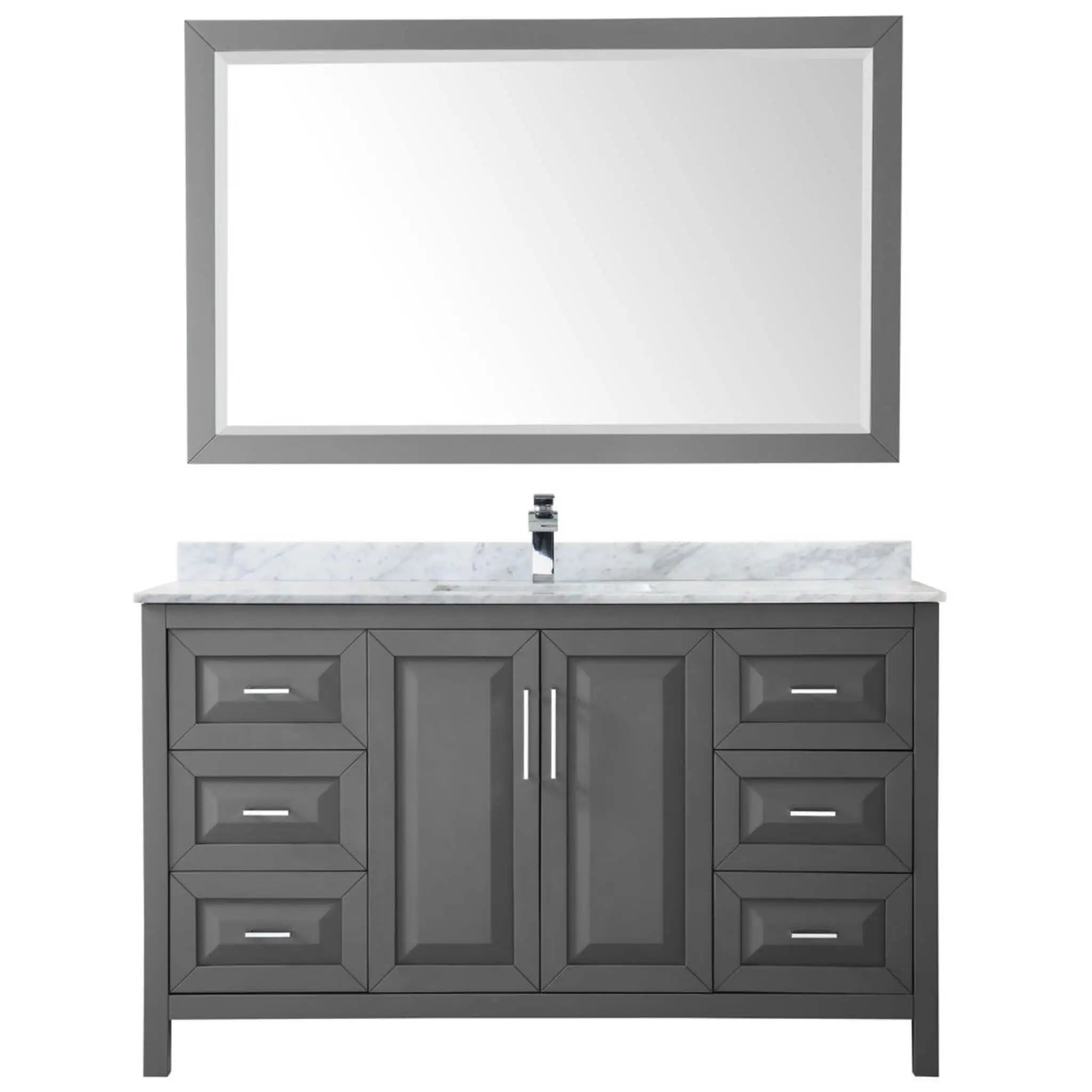 60" Daria Single Bathroom Vanity in Dark Gray with Polished Chrome Trim & 58" Mirror by Wyndham