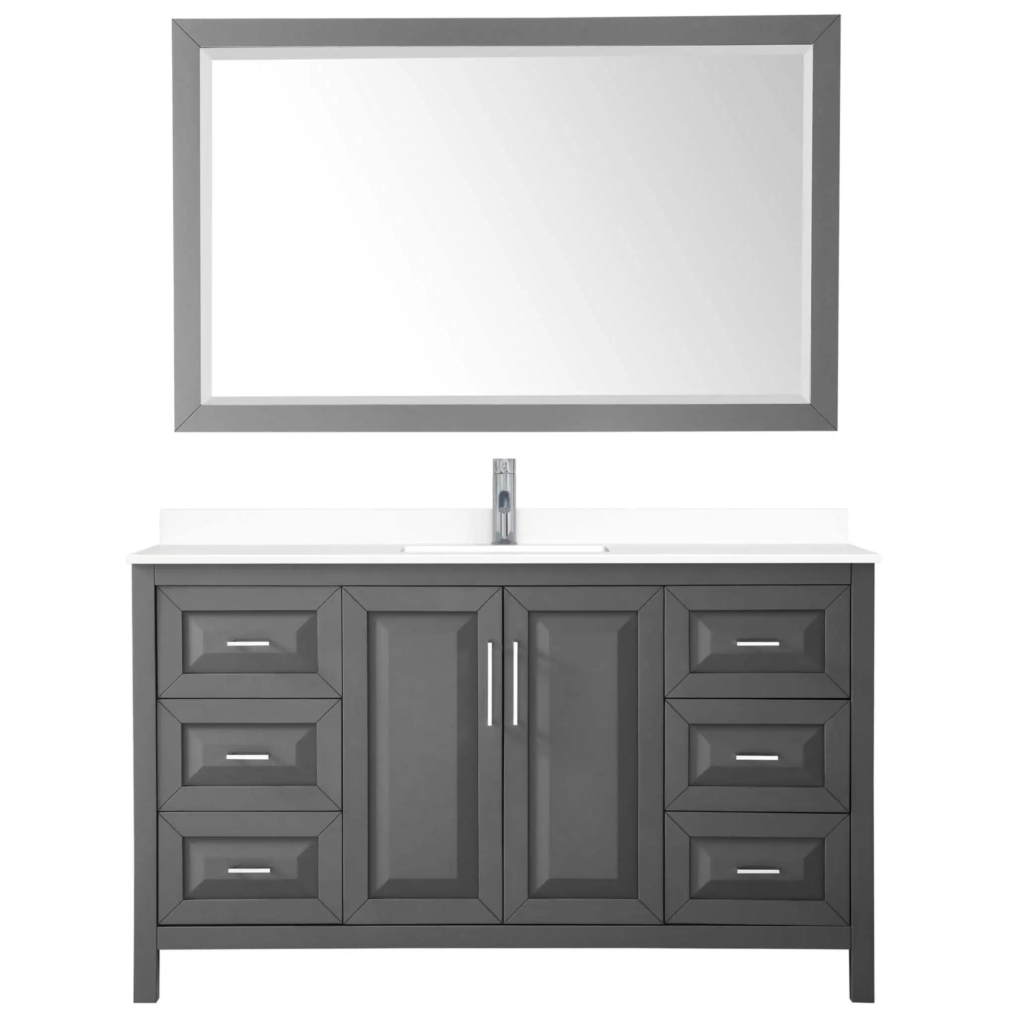 60" Daria Single Bathroom Vanity in Dark Gray with Polished Chrome Trim & 58" Mirror by Wyndham