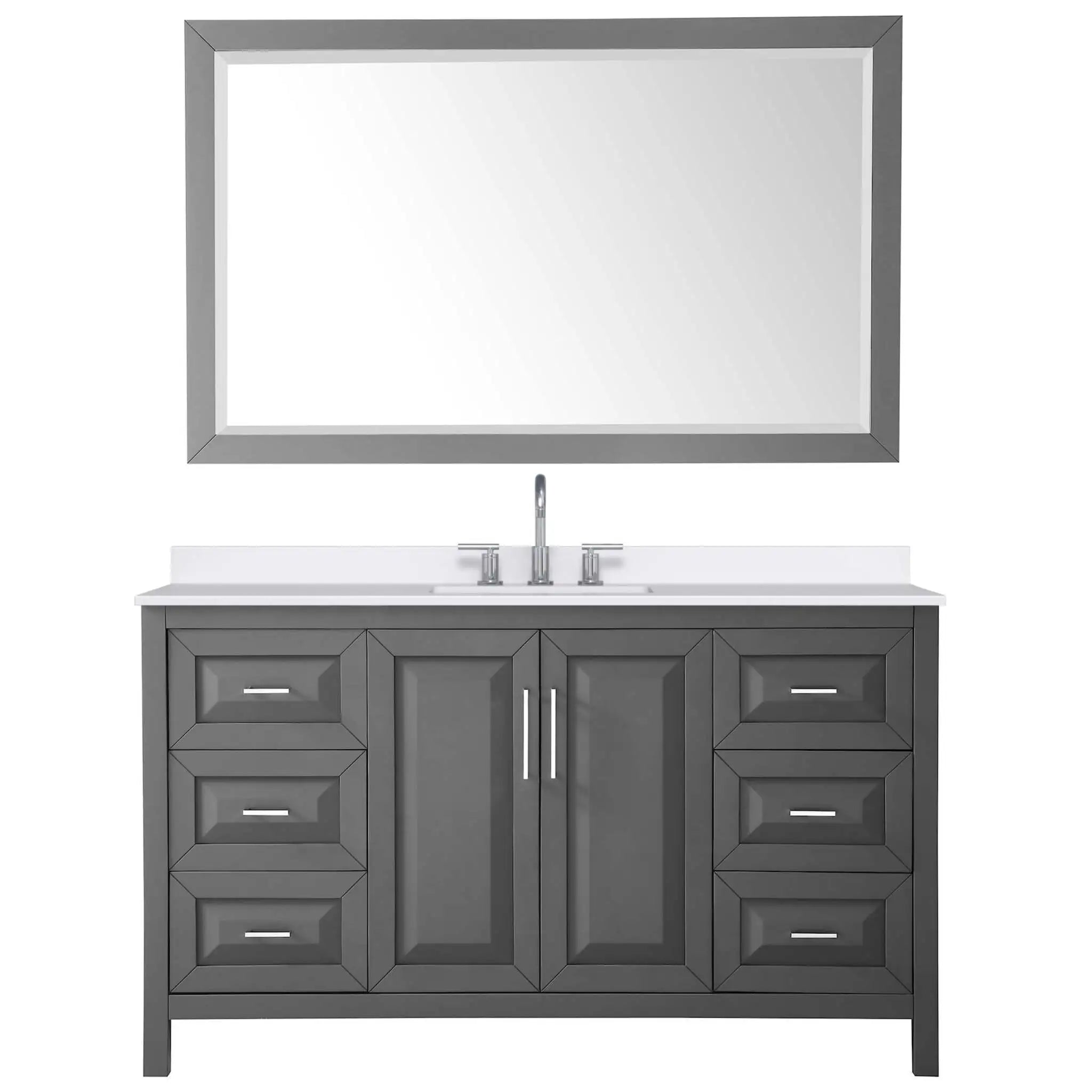 60" Daria Single Bathroom Vanity in Dark Gray with Polished Chrome Trim & 58" Mirror by Wyndham