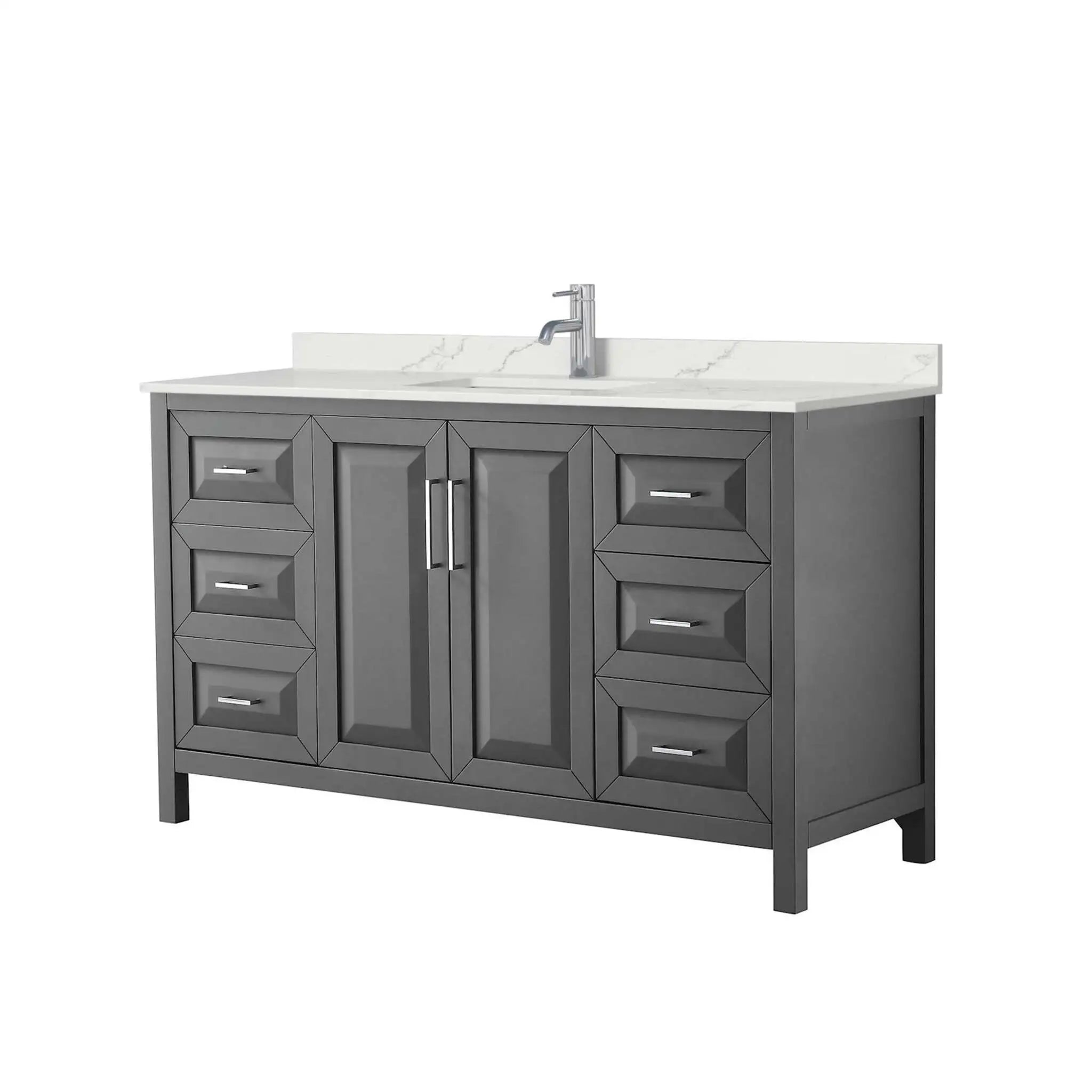 60" Daria Single Bathroom Vanity in Dark Gray with Polished Chrome Trim by Wyndham