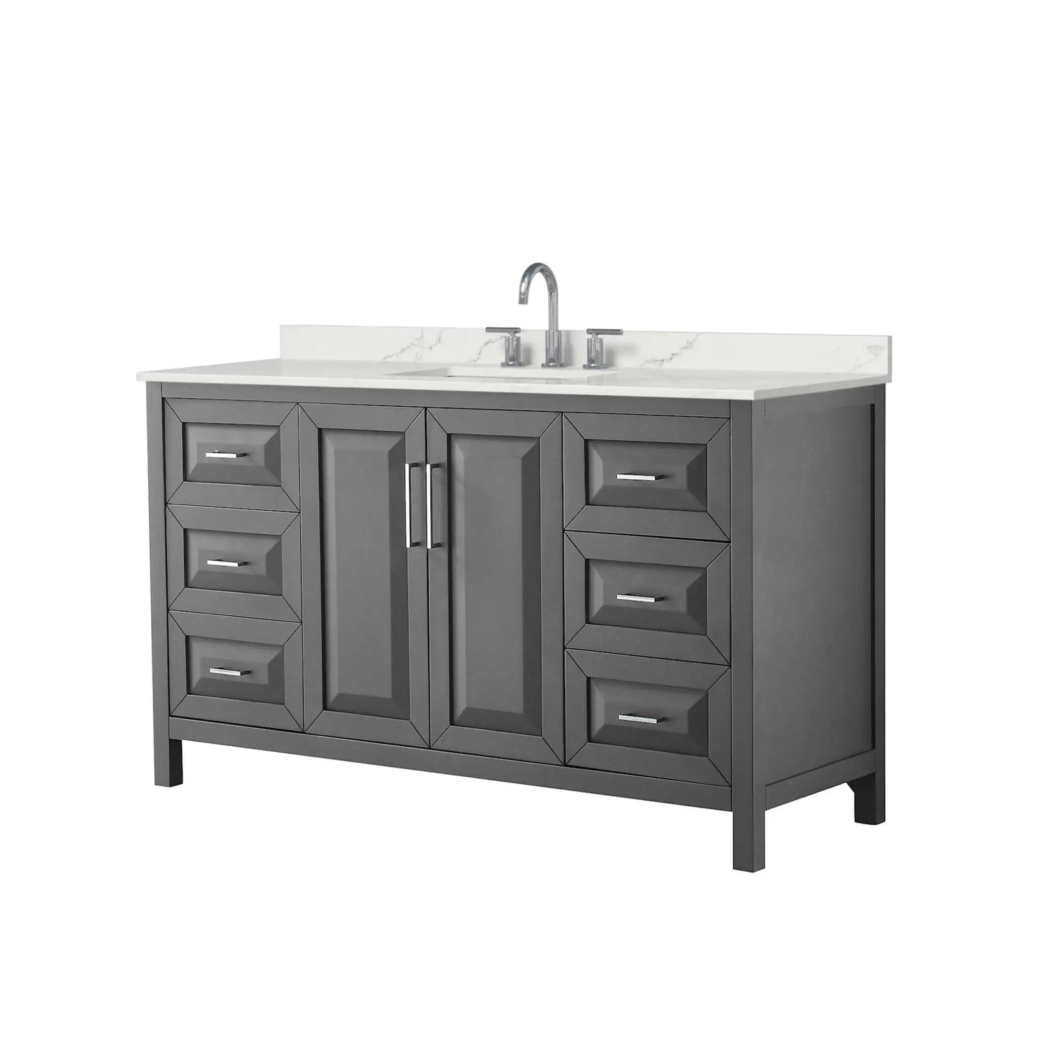 60" Daria Single Bathroom Vanity in Dark Gray with Polished Chrome Trim by Wyndham
