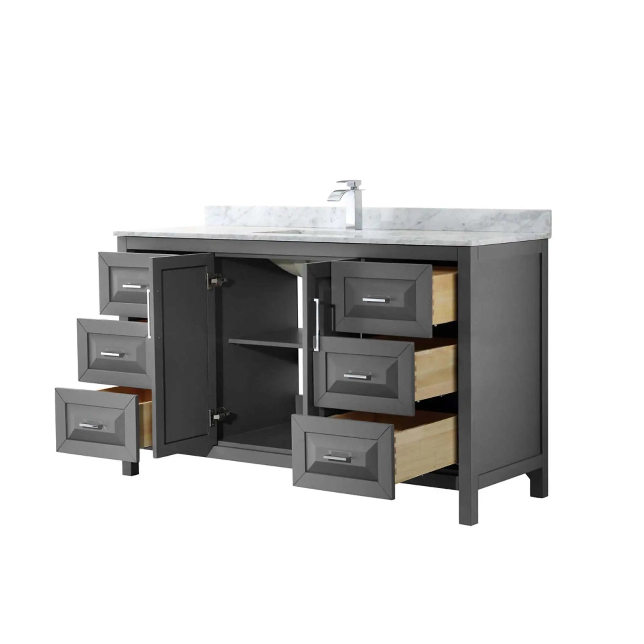 60" Daria Single Bathroom Vanity in Dark Gray with Polished Chrome Trim by Wyndham