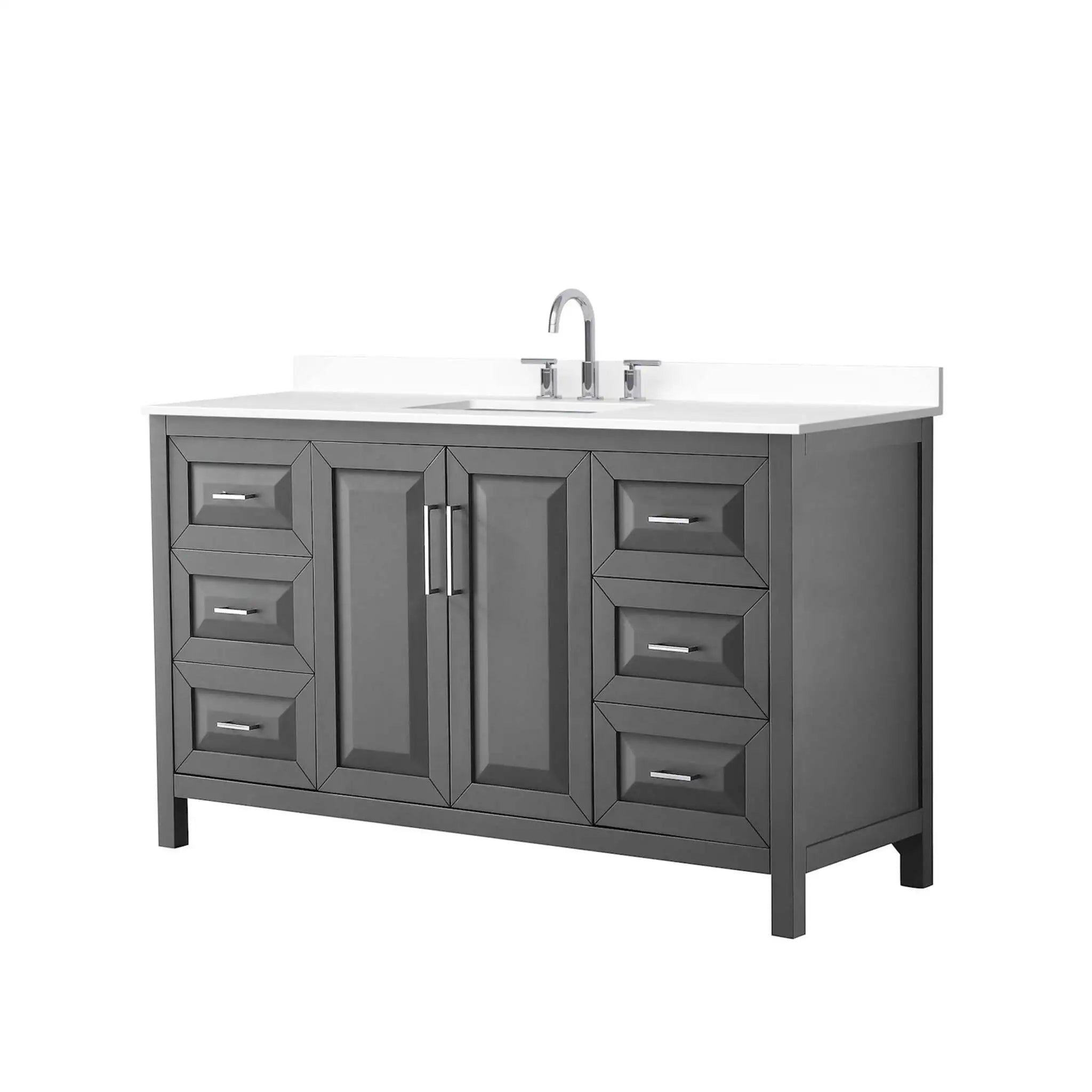 60" Daria Single Bathroom Vanity in Dark Gray with Polished Chrome Trim by Wyndham