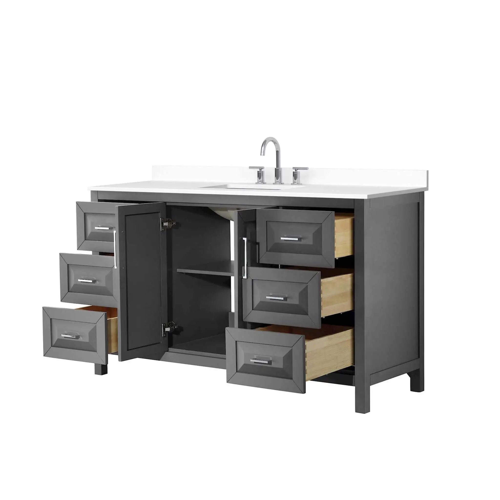 60" Daria Single Bathroom Vanity in Dark Gray with Polished Chrome Trim by Wyndham
