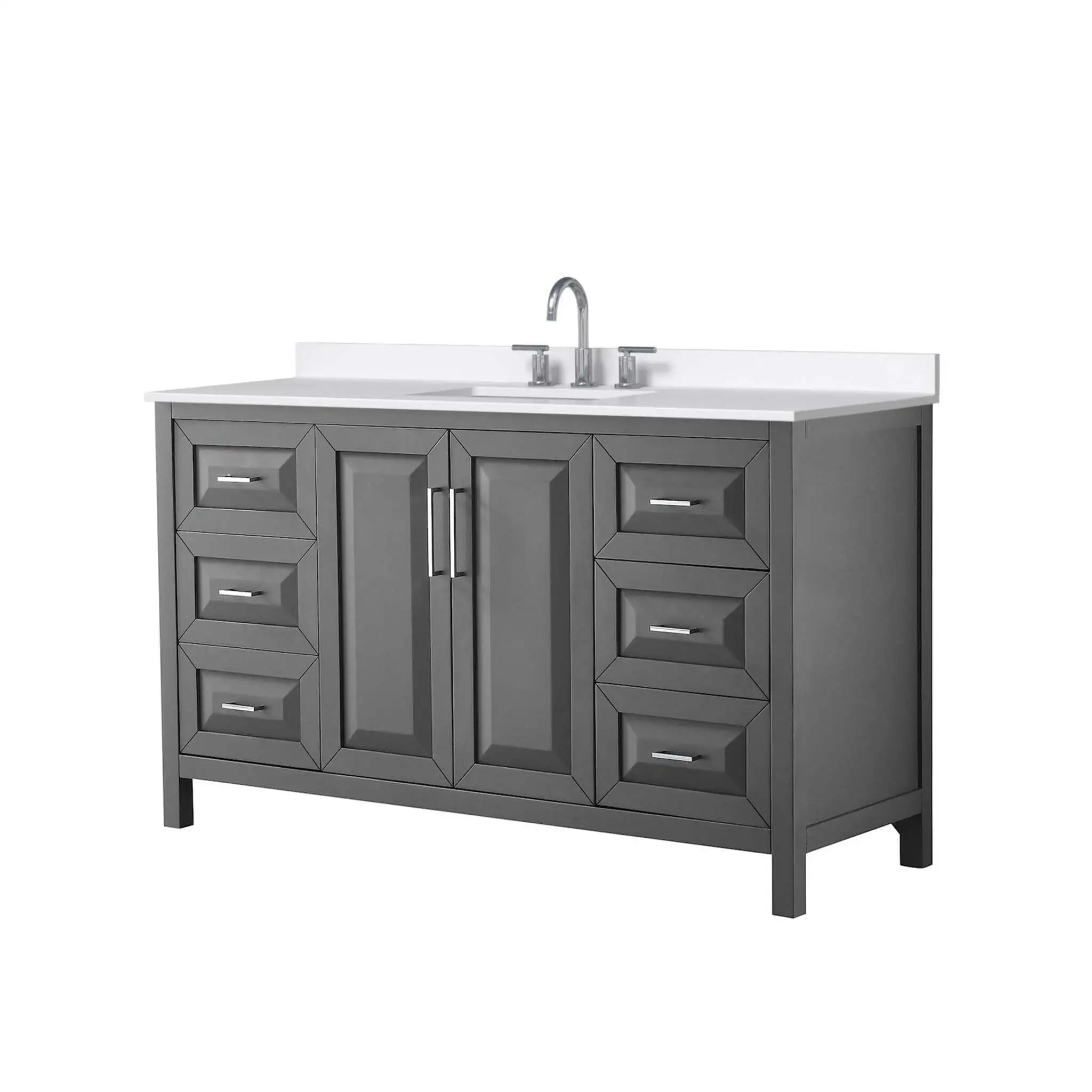 60" Daria Single Bathroom Vanity in Dark Gray with Polished Chrome Trim by Wyndham