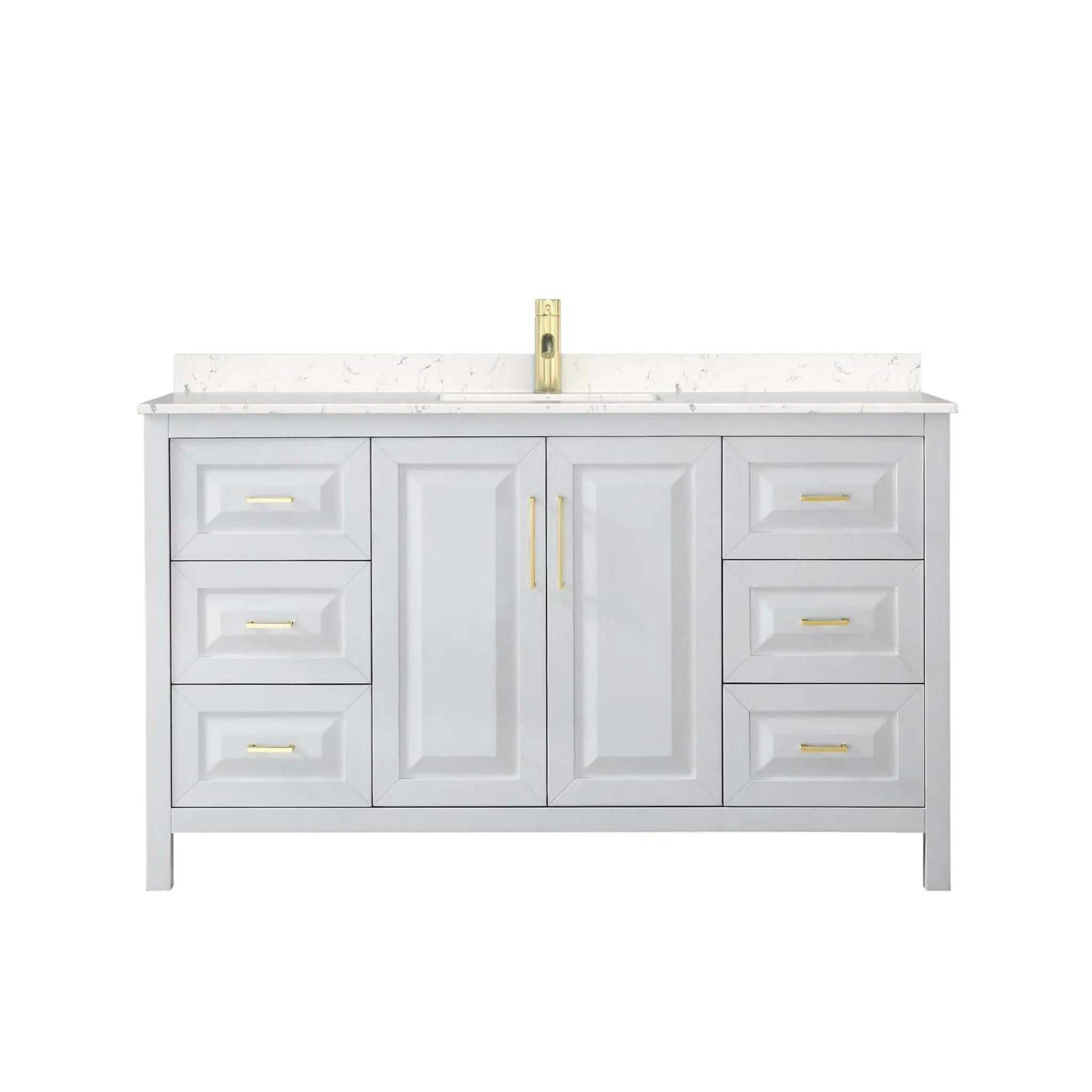 60" Daria Single Bathroom Vanity in White with Brushed Gold Trim by Wyndham