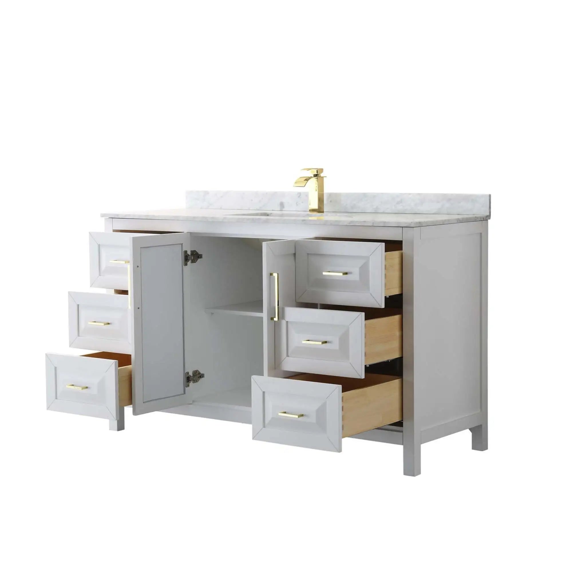 60" Daria Single Bathroom Vanity in White with Brushed Gold Trim by Wyndham