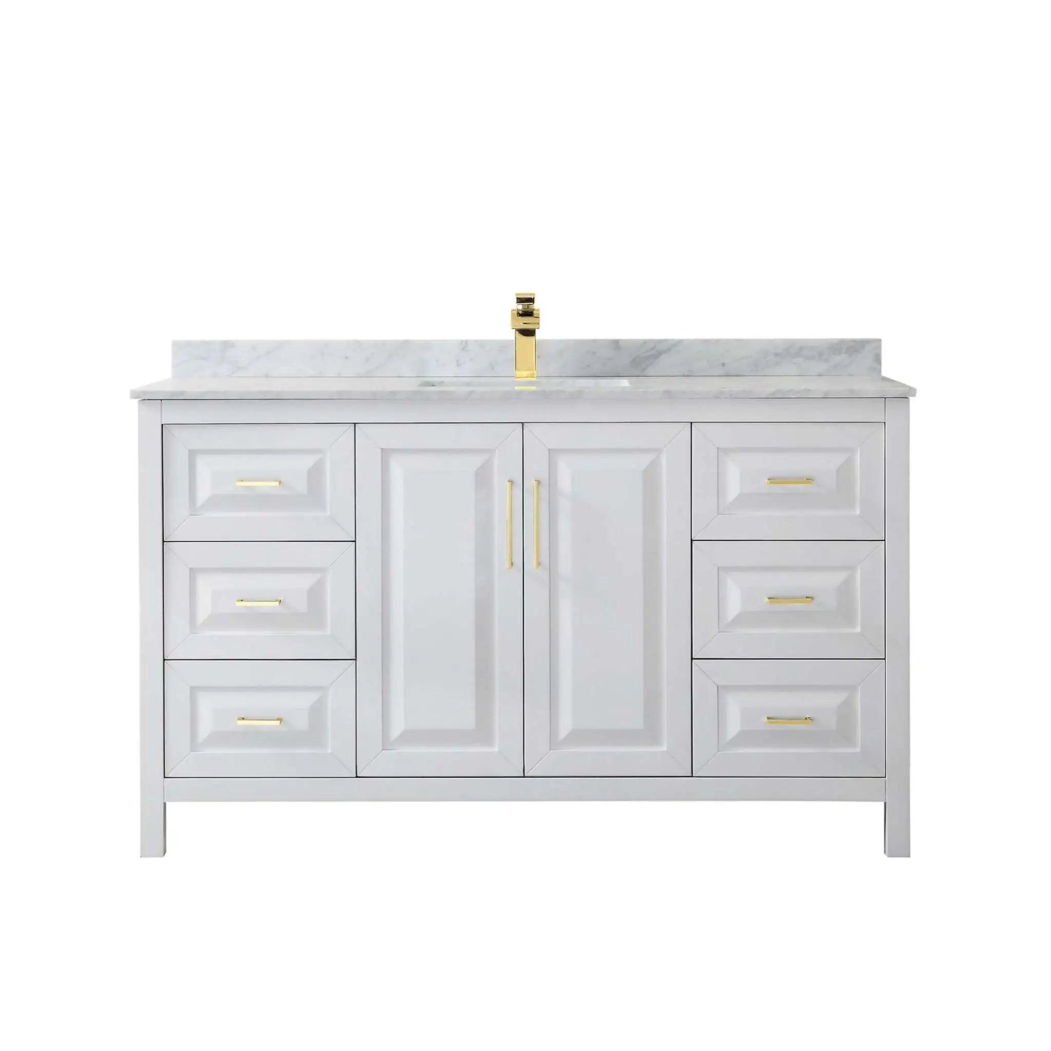 60" Daria Single Bathroom Vanity in White with Brushed Gold Trim by Wyndham