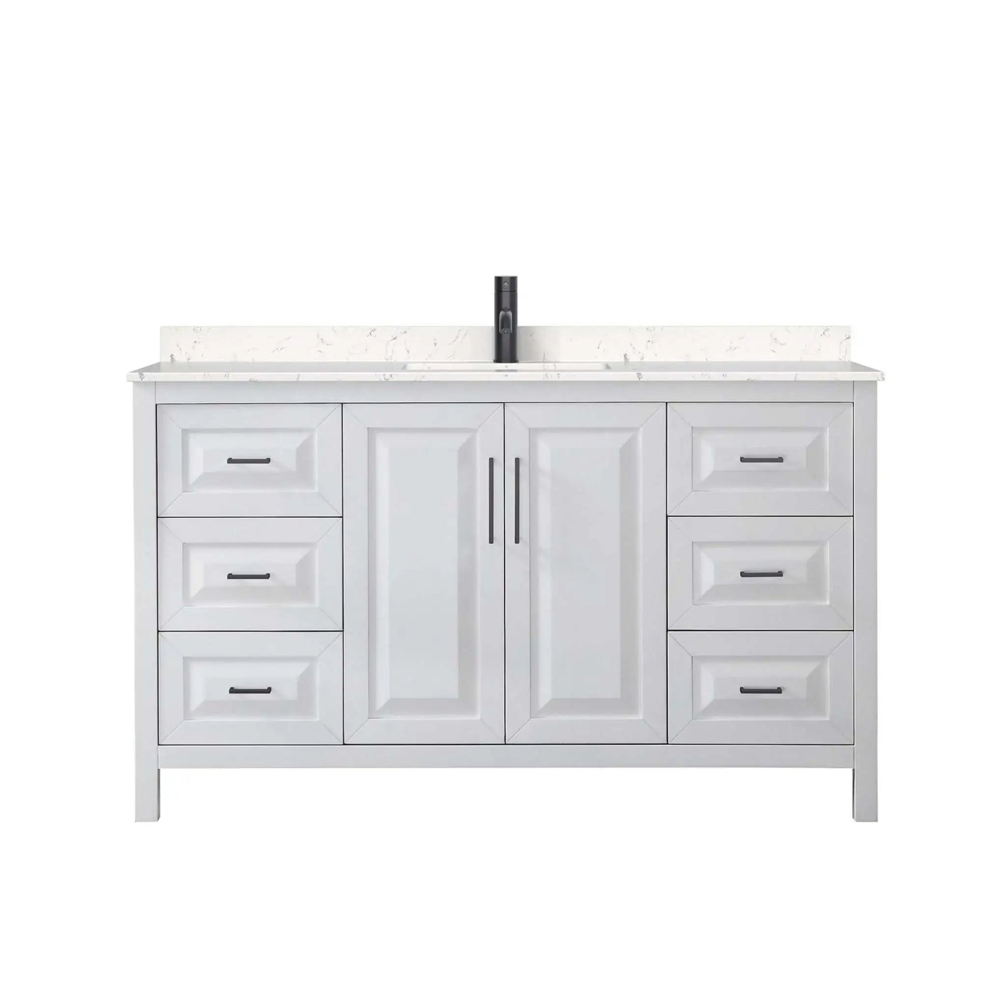 60" Daria Single Bathroom Vanity in White with Matte Black Trim by Wyndham