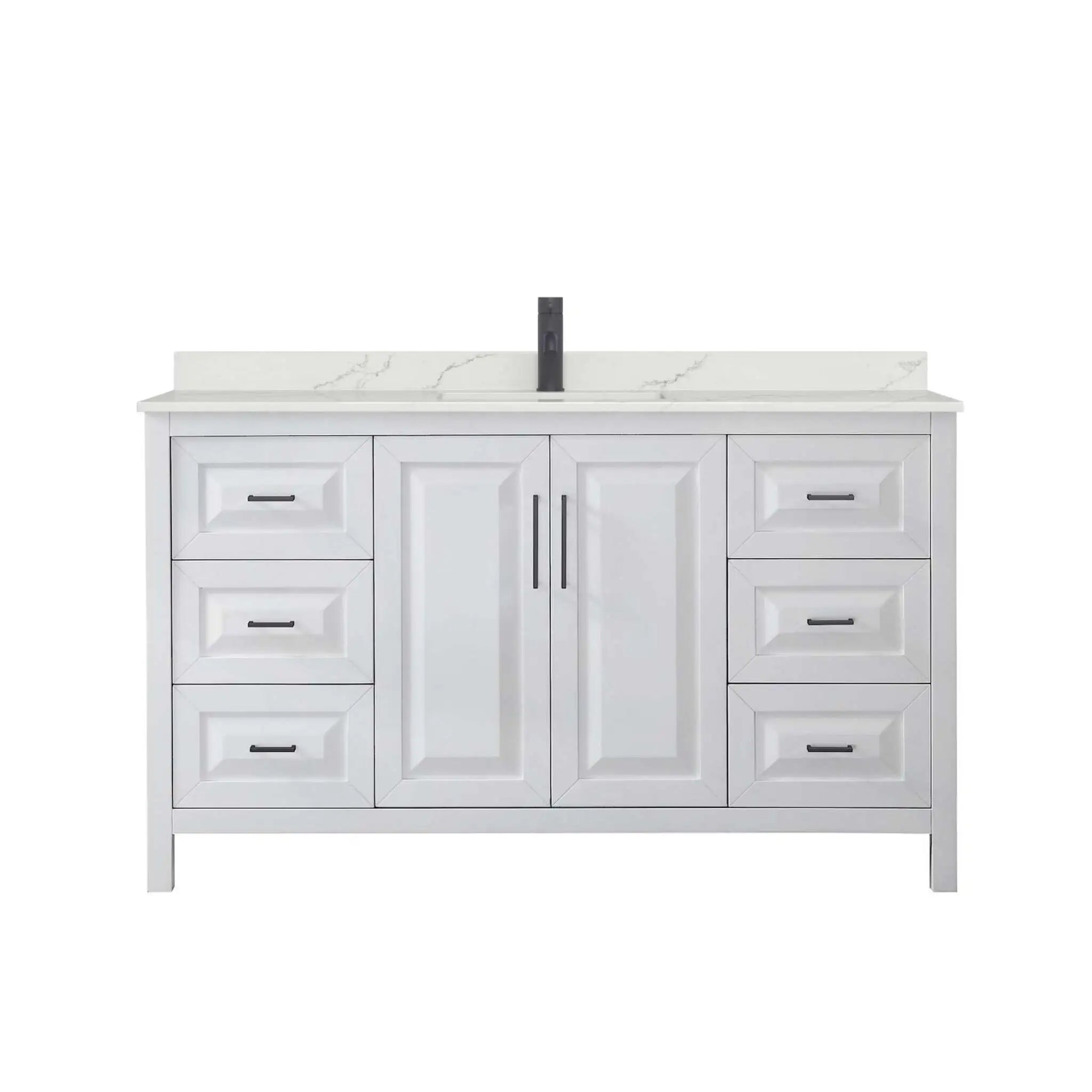 60" Daria Single Bathroom Vanity in White with Matte Black Trim by Wyndham