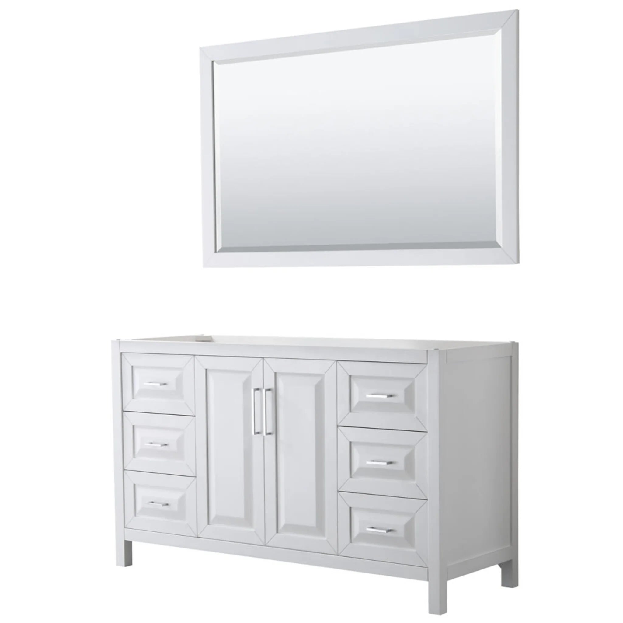 60" Daria Single Bathroom Vanity in White with Polished Chrome Trim & 58" Mirror by Wyndham