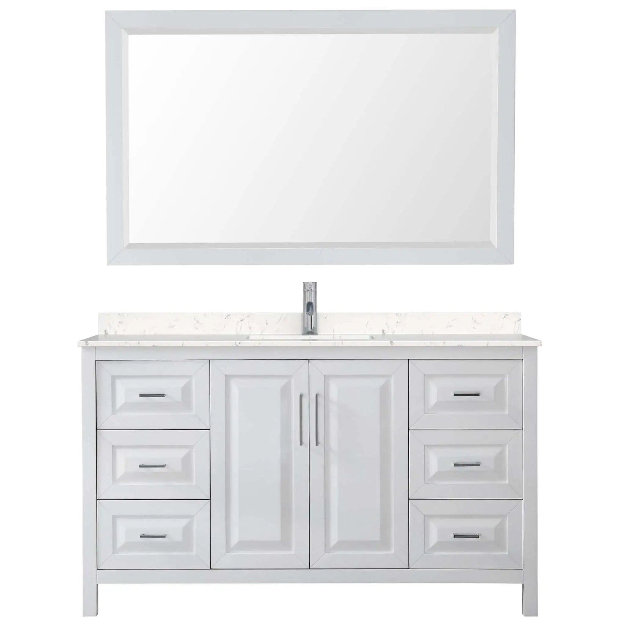 60" Daria Single Bathroom Vanity in White with Polished Chrome Trim & 58" Mirror by Wyndham