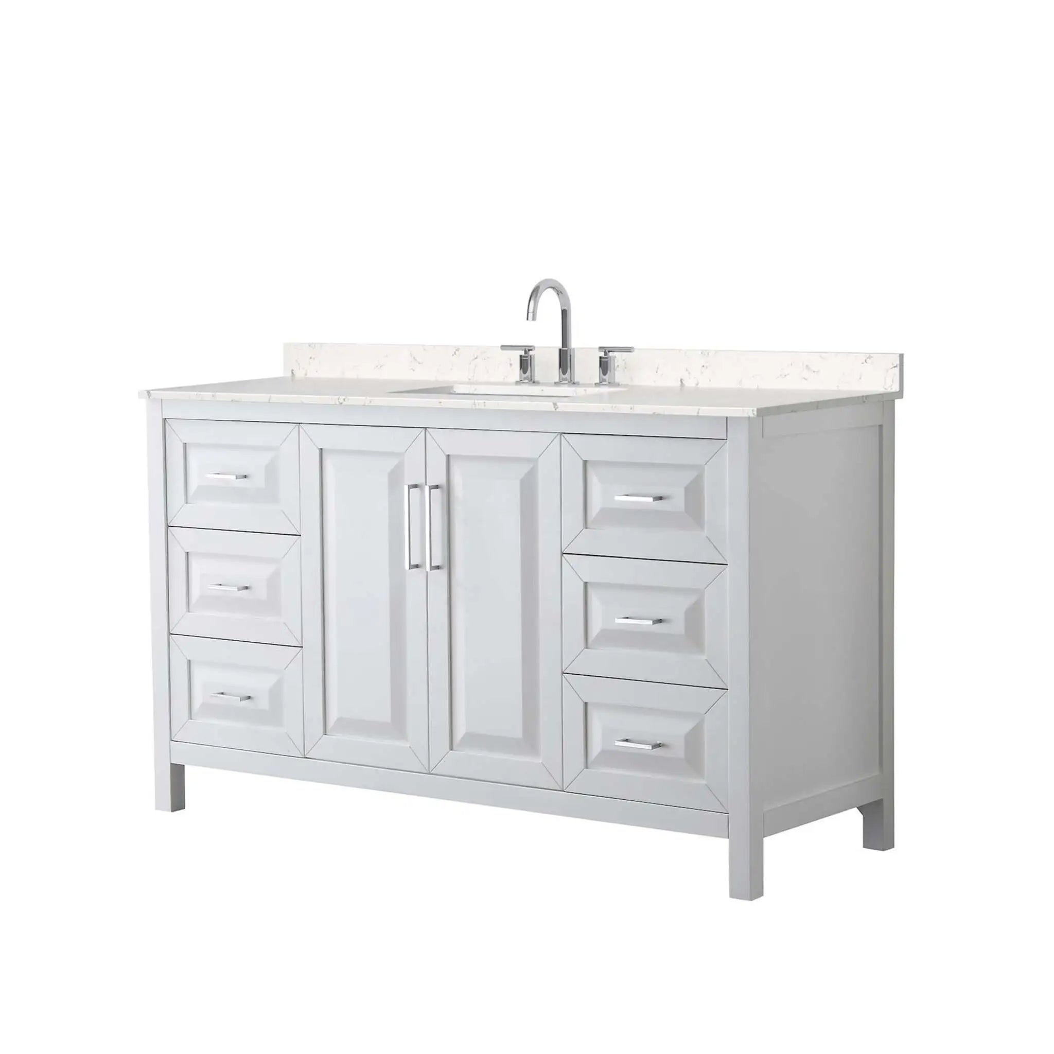 60" Daria Single Bathroom Vanity in White with Polished Chrome Trim by Wyndham